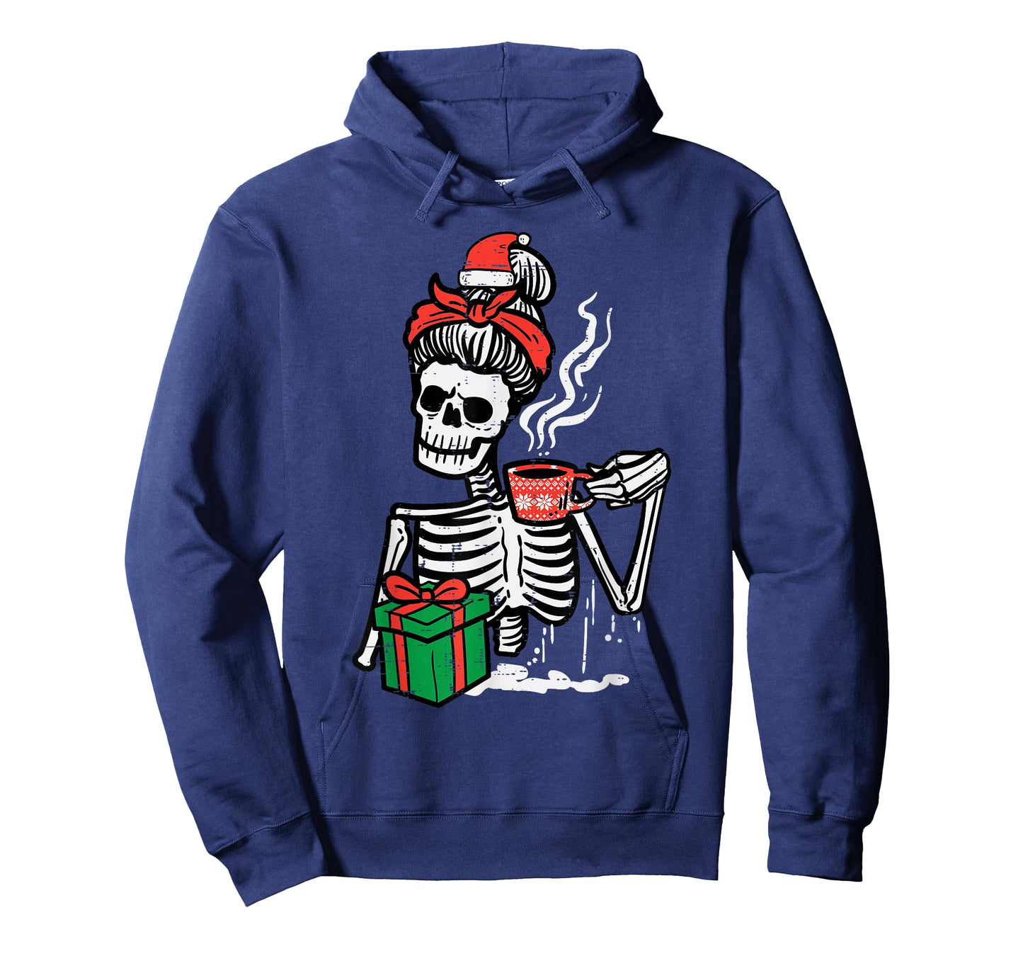 Christmas Skeleton Messy Bun Coffee Xmas Mom Women Girls T-Shirt