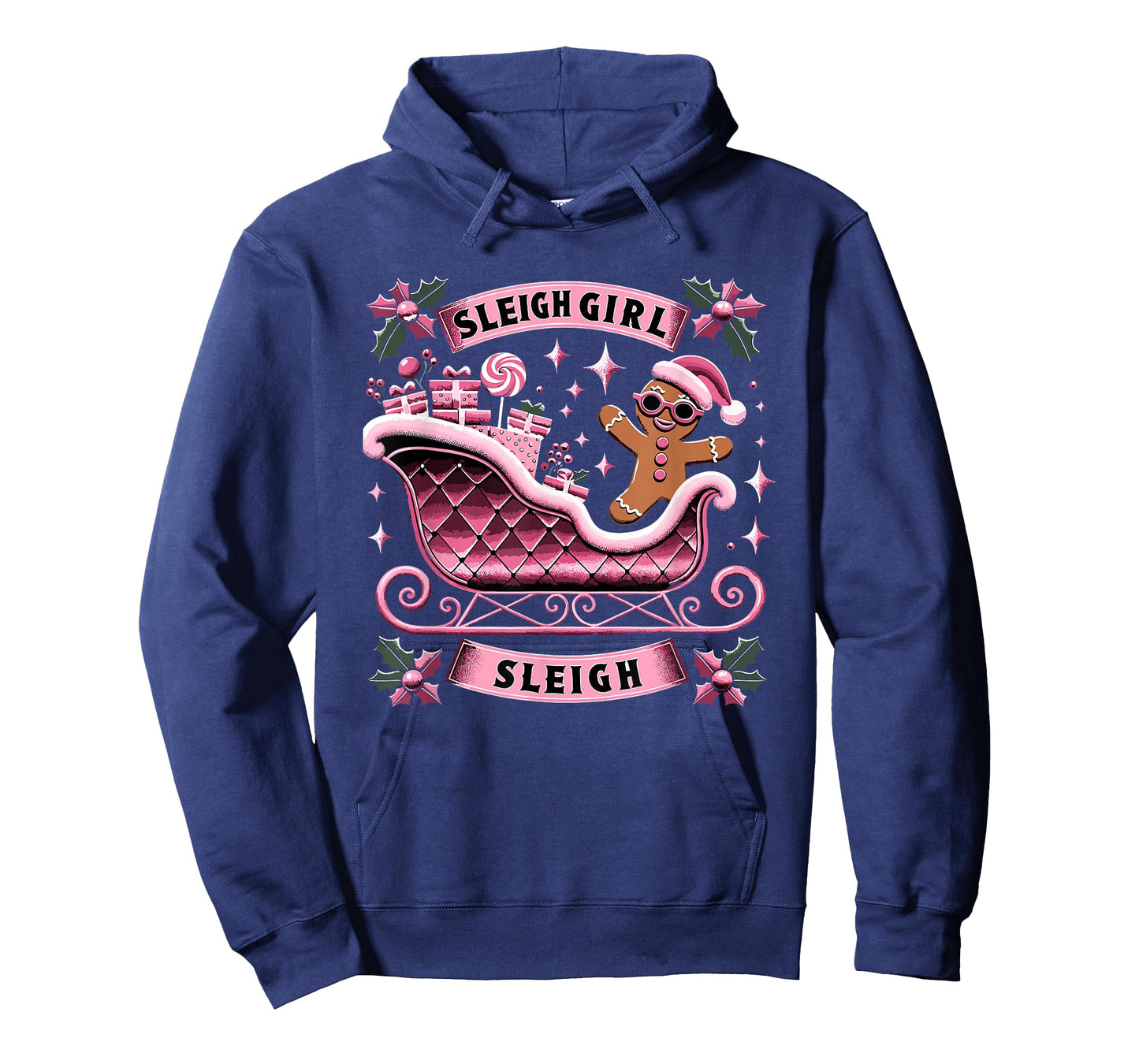 Groovy Pink Christmas Candy Sleigh Girl Gingerbread Holiday T-Shirt