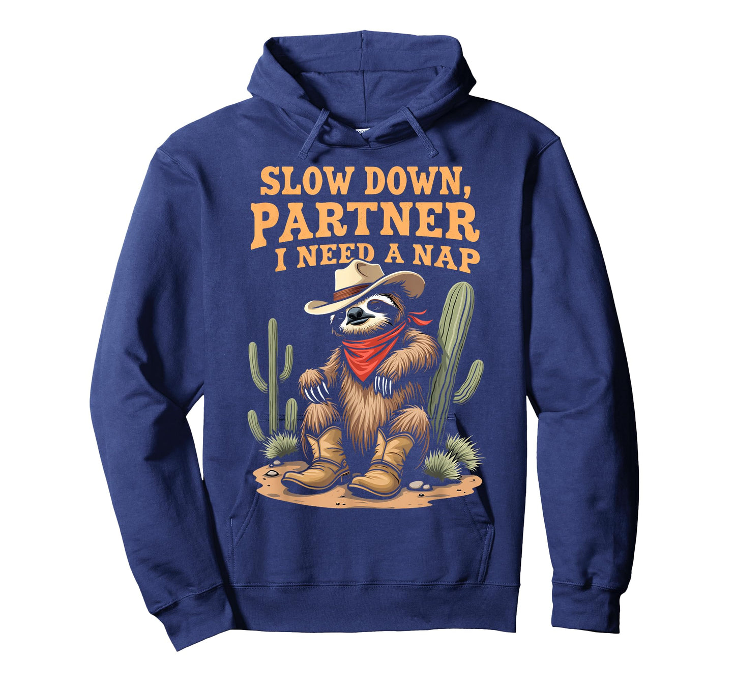 Slow Down Partner I Need A Nap Western Cowboy Lazy Sloth T-Shirt
