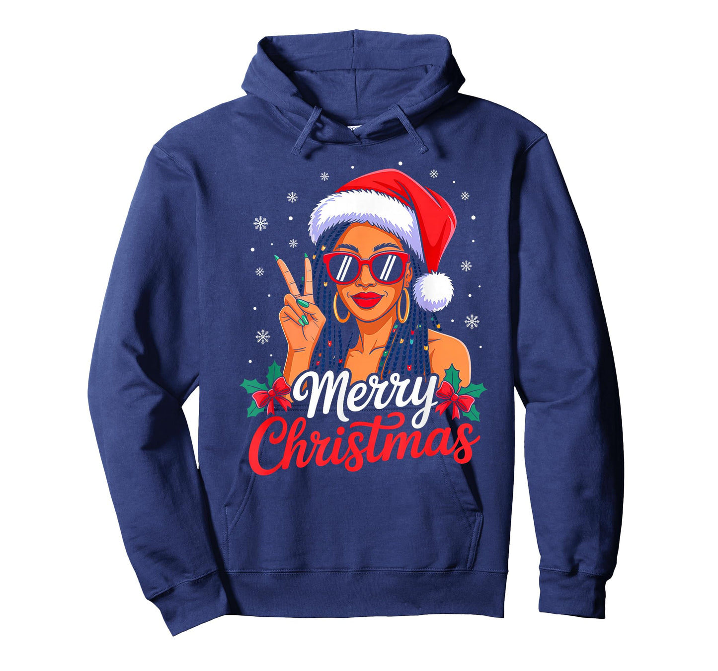 Merry Christmas Black African Girl American Melanin Women T-Shirt