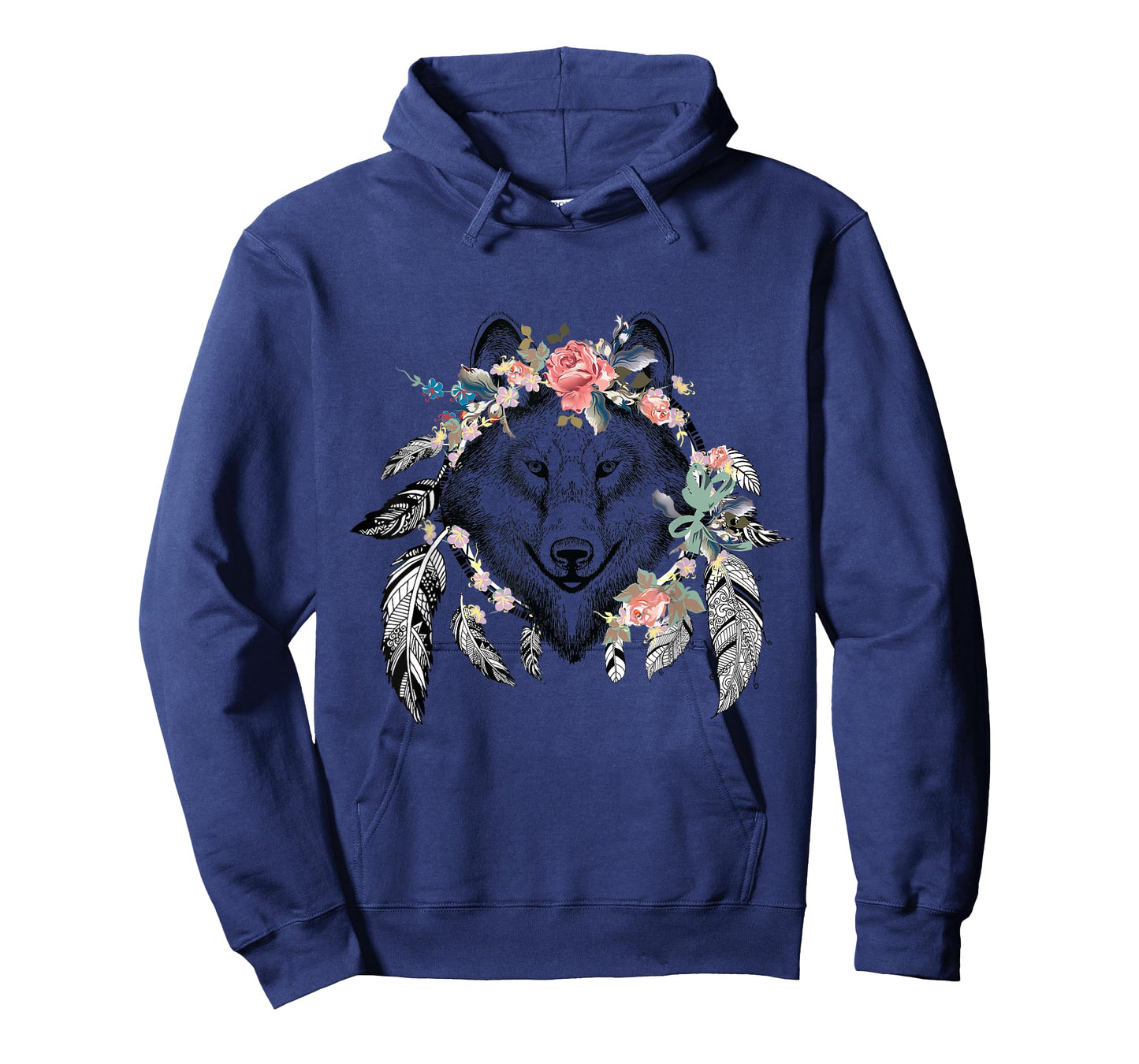 Ethnic Tribal Wolf Head Boho Feather Native American Hippie T-Shirt