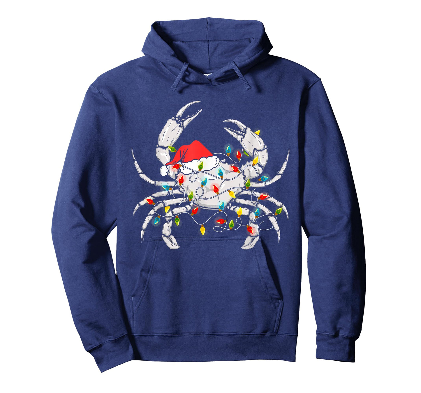 Crab Santa Hat Xmas Lights Sea Animal Lover Ugly Christmas T-Shirt