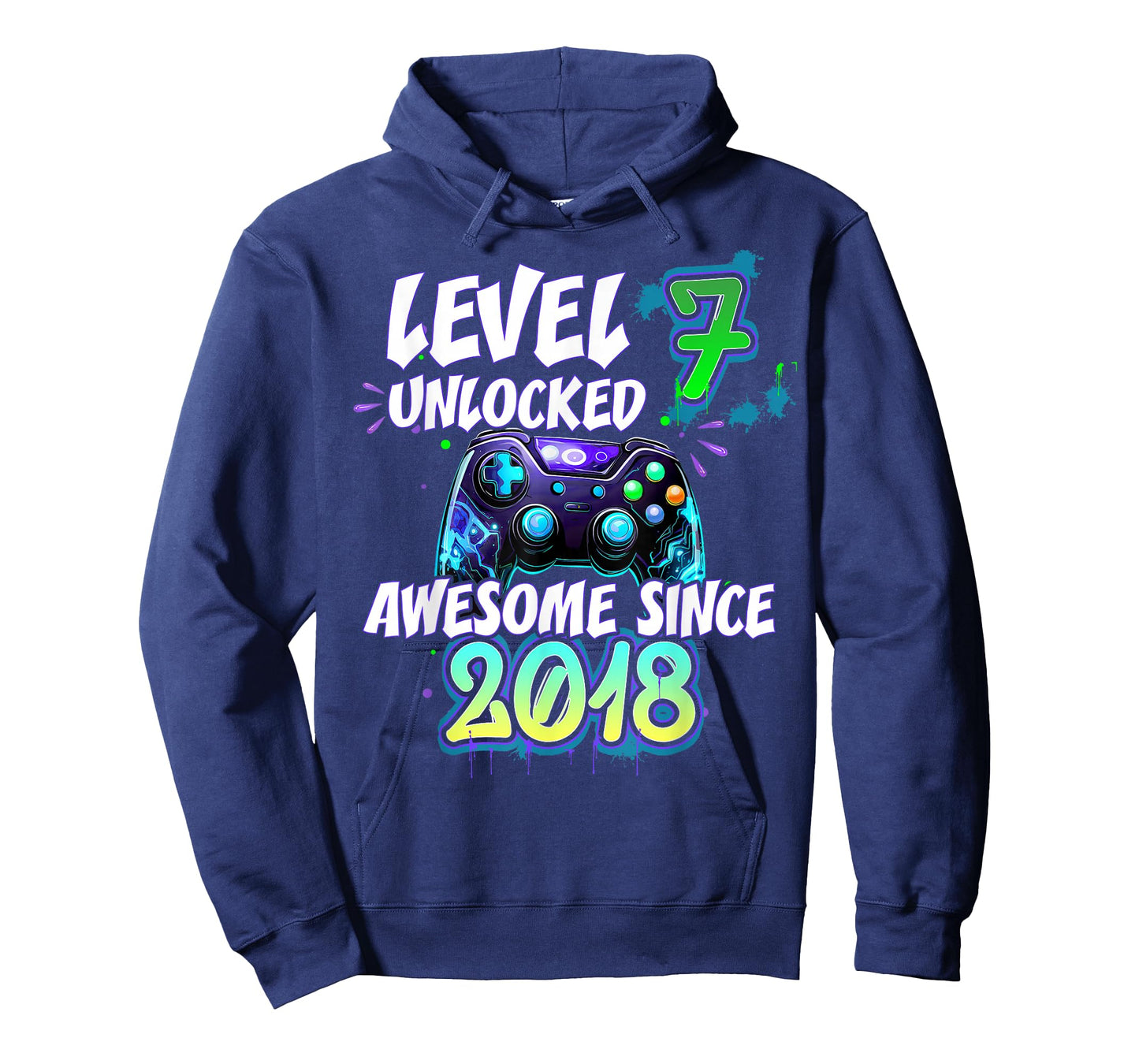 Level 7 Unlocked Awesome Since 2018 7th Birthday Gaming T-Shirt