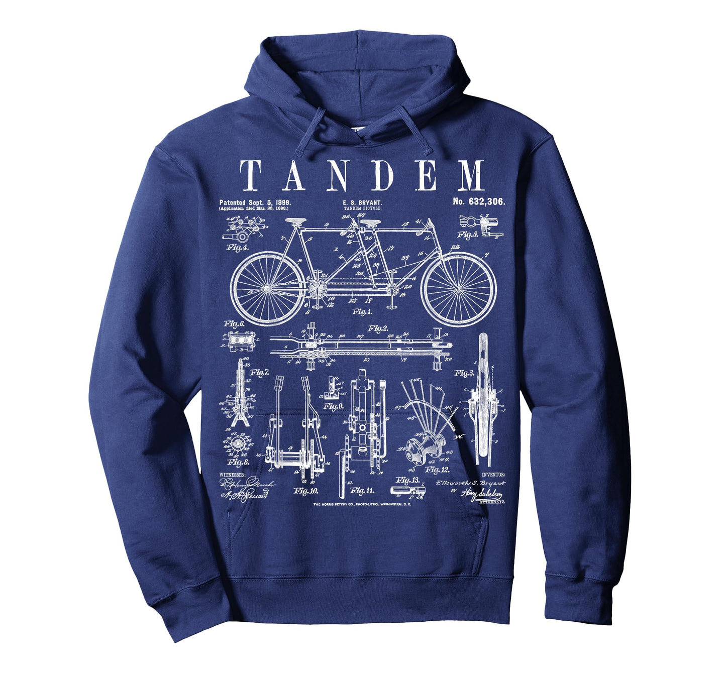 Tandem Bicycle Cycling Cyclist Biker Bike Vintage Patent T-Shirt
