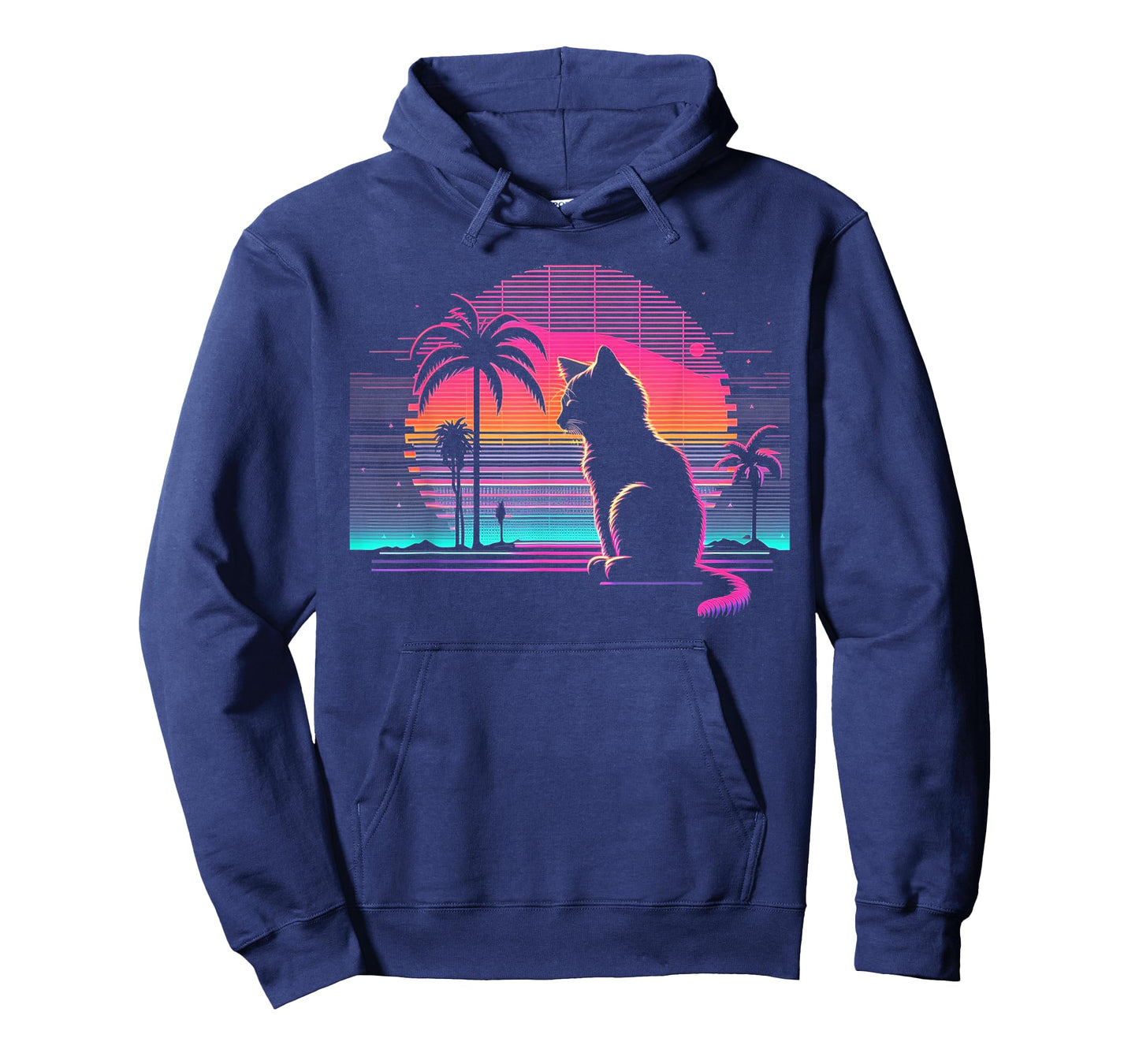 Cat Vaporwave Retrowave Aesthetic Synthwave 80s Palm Tree T-Shirt