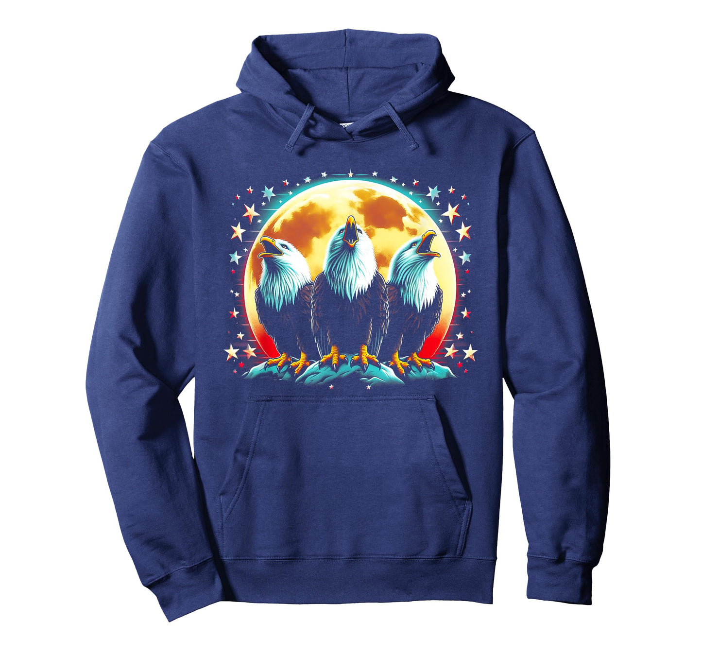3 Eagles Howling At The Moon Funny Eagle Bird Lover Birder T-Shirt