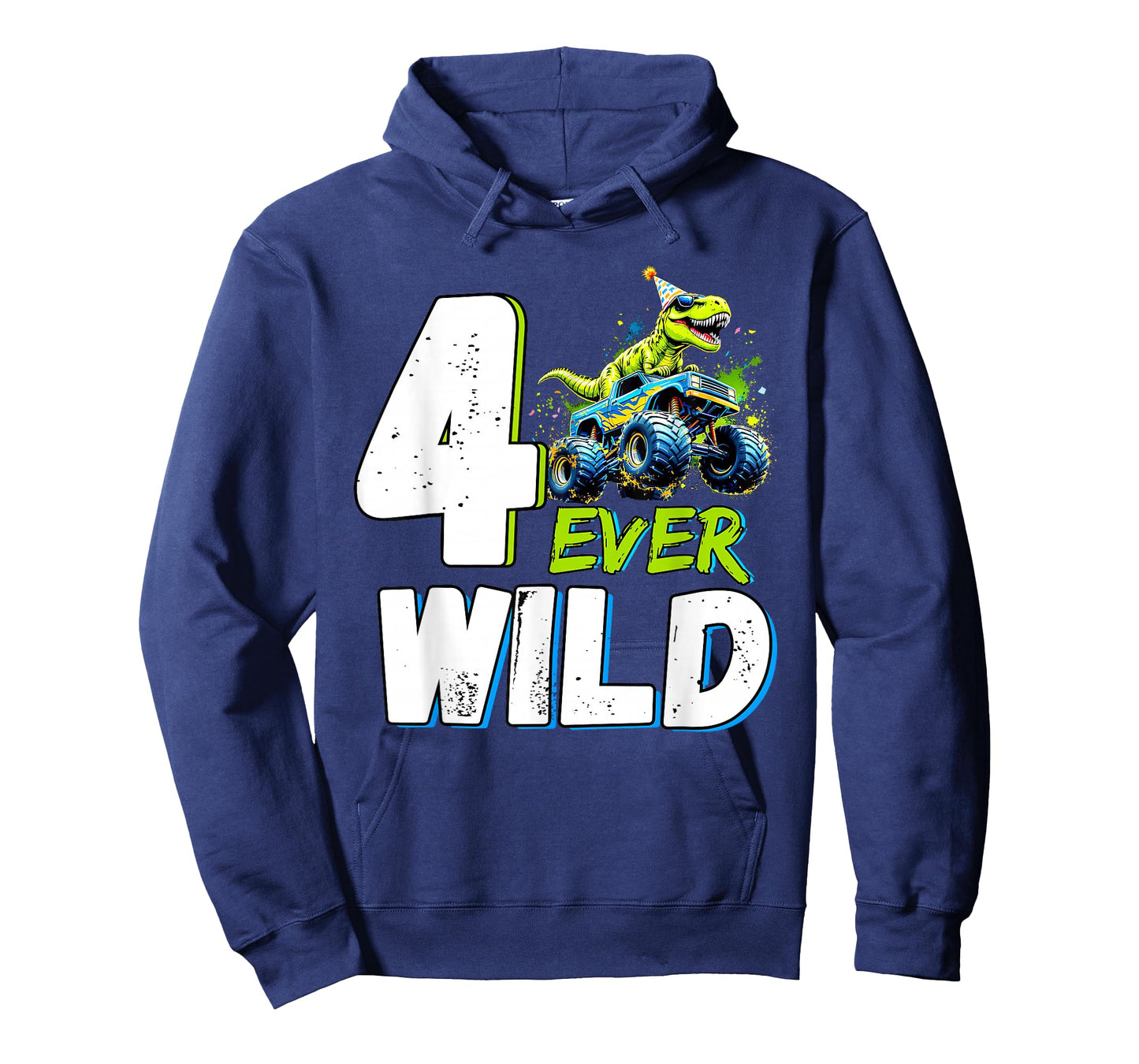 4th Birthday Monster Truck Dinosaur Party Boy Four Ever Wild T-Shirt