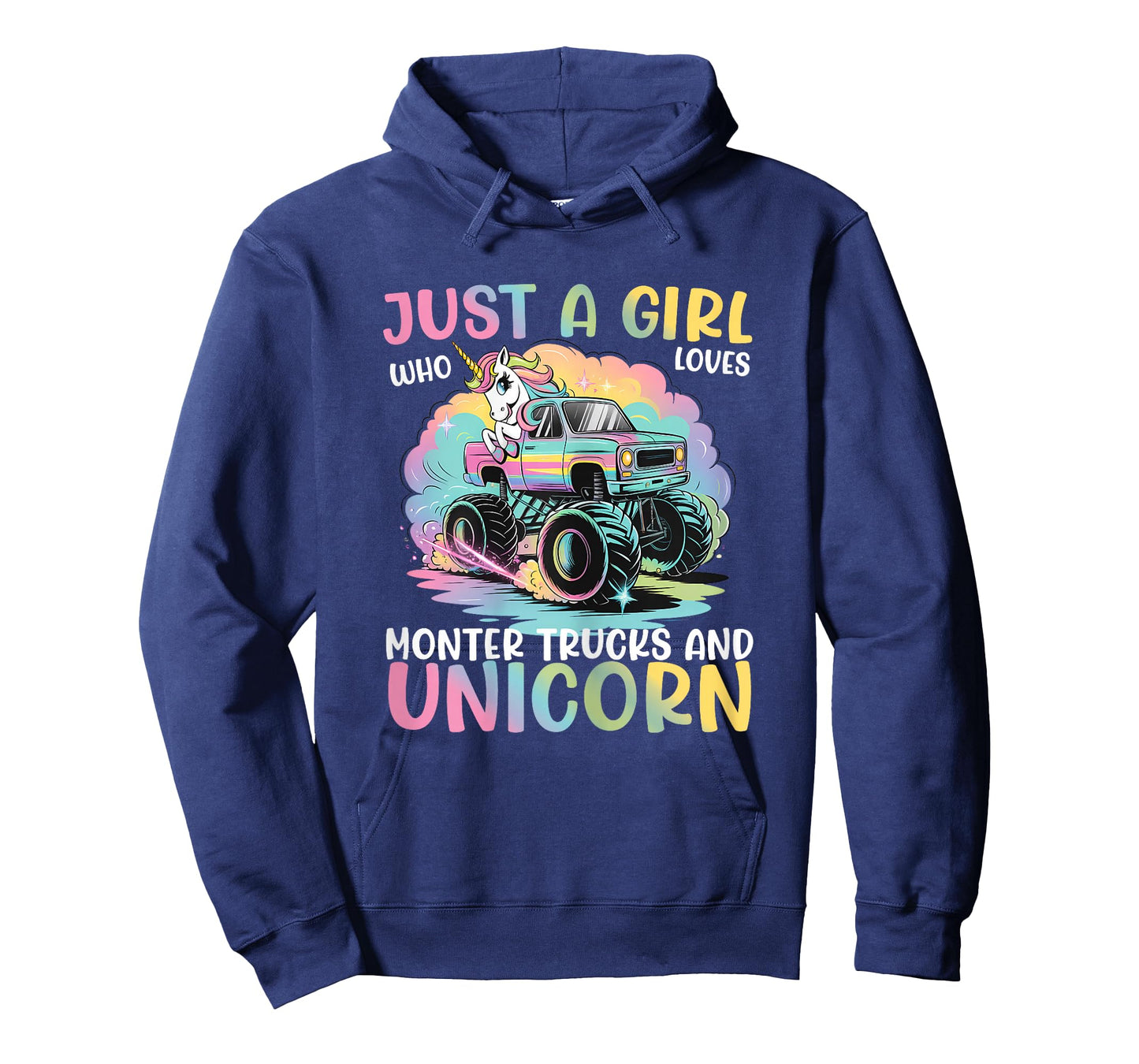 Just A Girl Who Loves Monster Trucks and Unicorns Girls Kids T-Shirt