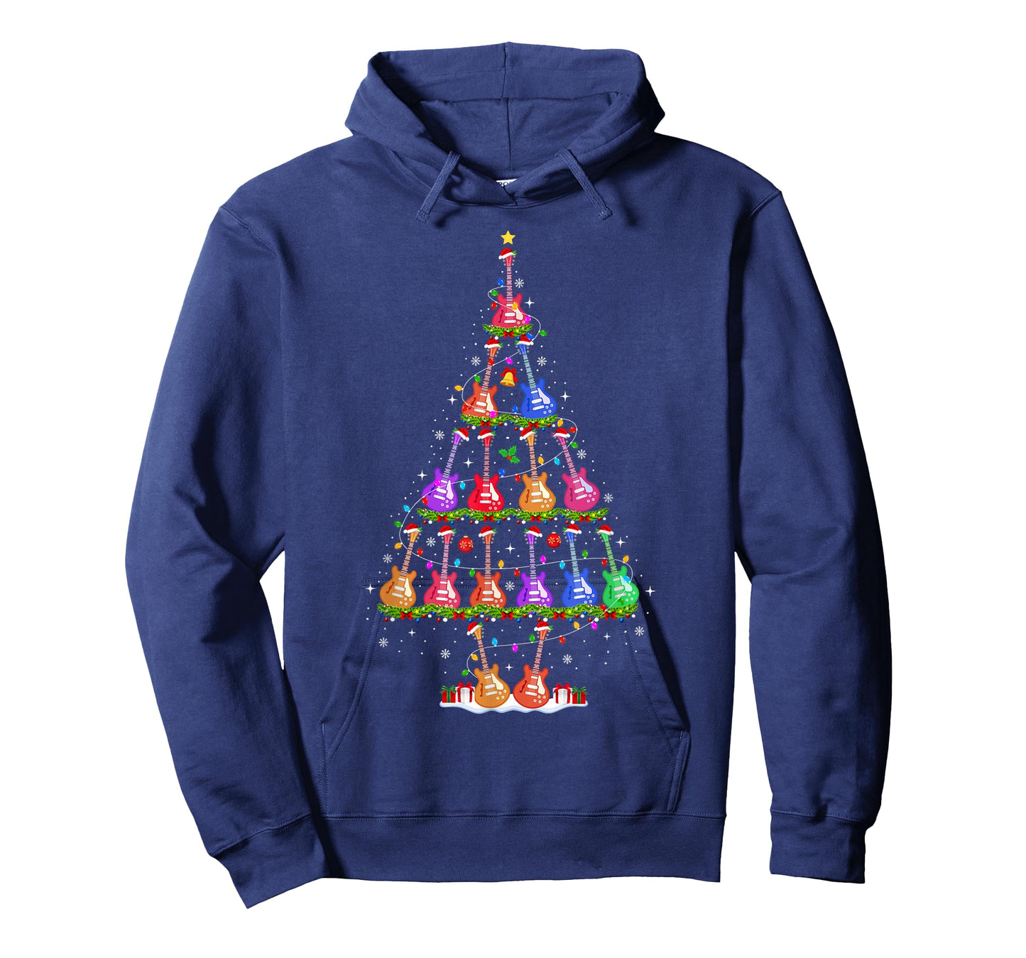 Guitar Christmas Tree Lights Funny Xmas Pajamas Guitar Lover T-Shirt