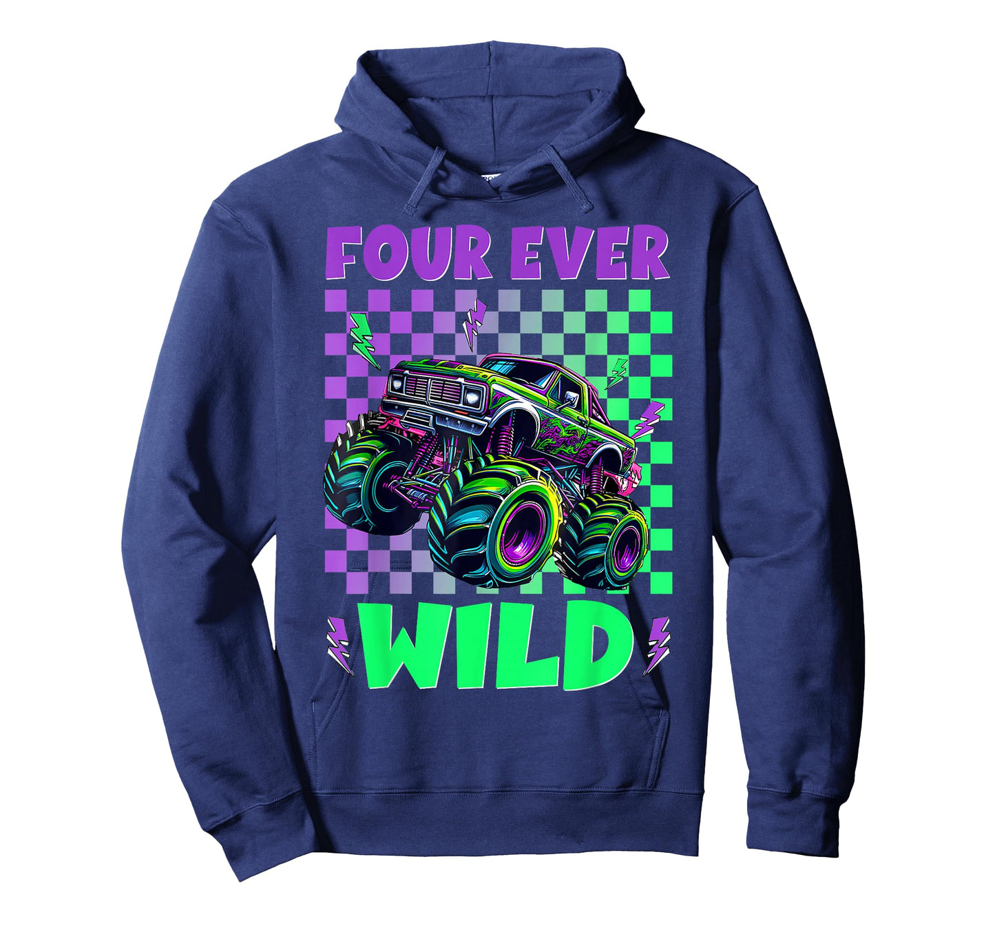 Funny 4th Birthday Boy Four Ever Wild Monster Truck Kids T-Shirt