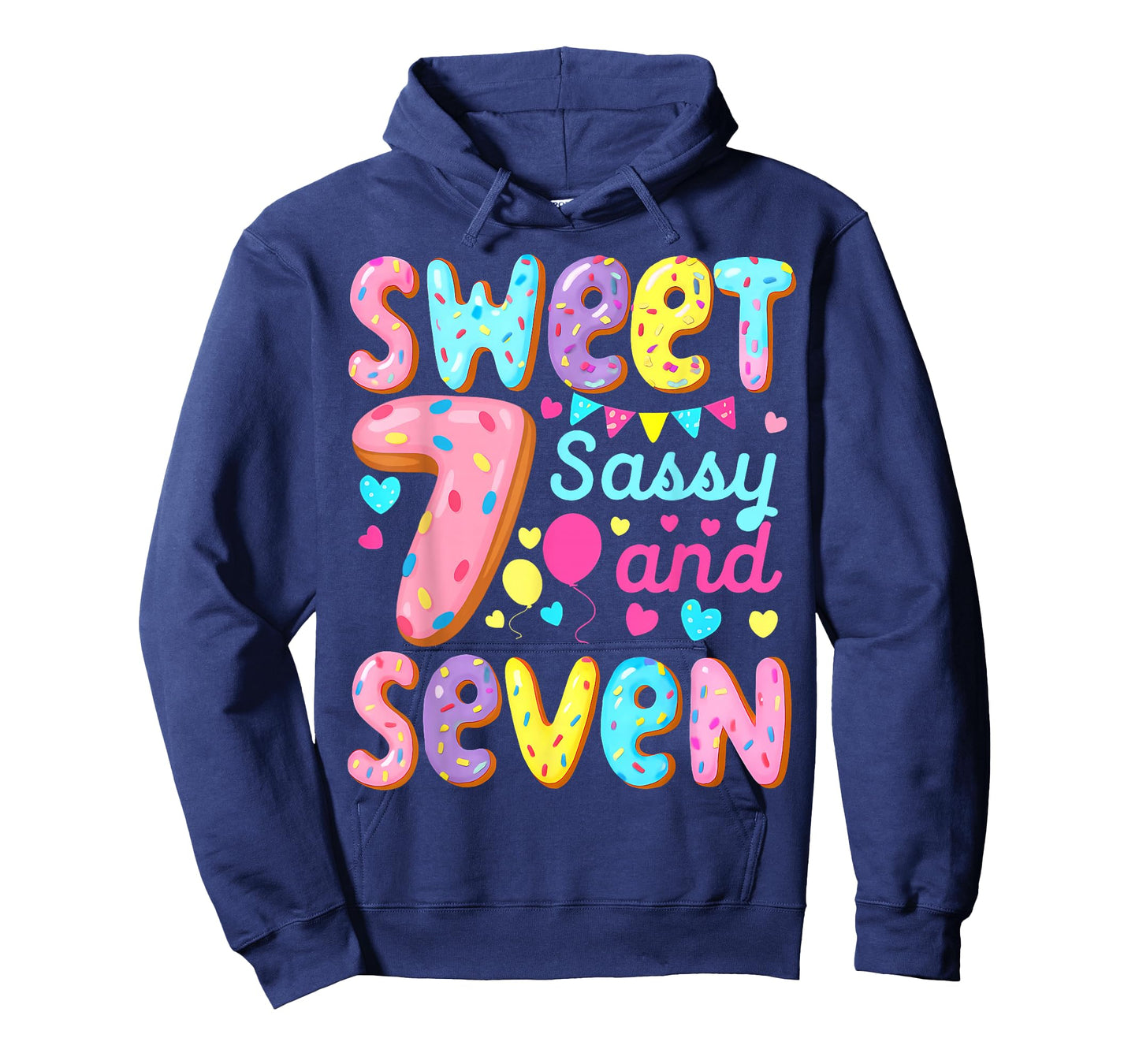 Kids 7th Birthday Sweet Sassy and Seven Birthday Girl Donut T-Shirt