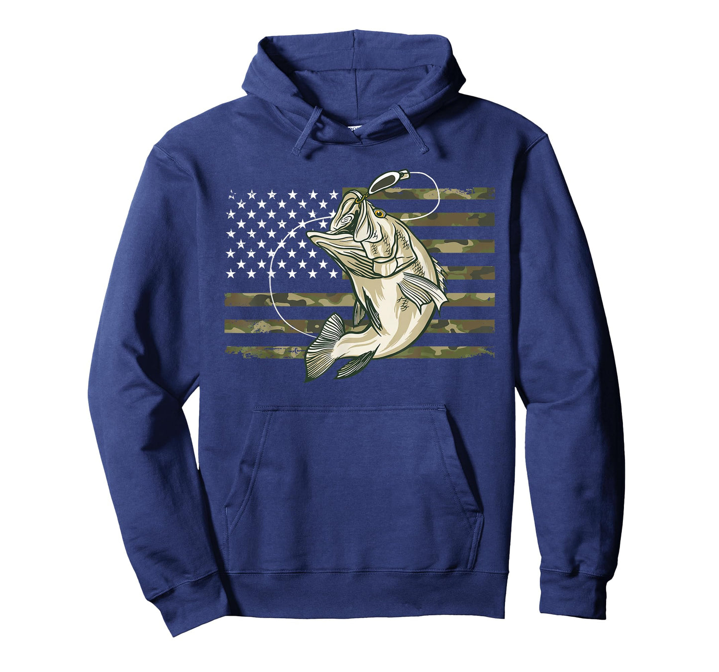 Fishing Camouflage US American Flag Bass Fish Fisherman Camo T-Shirt