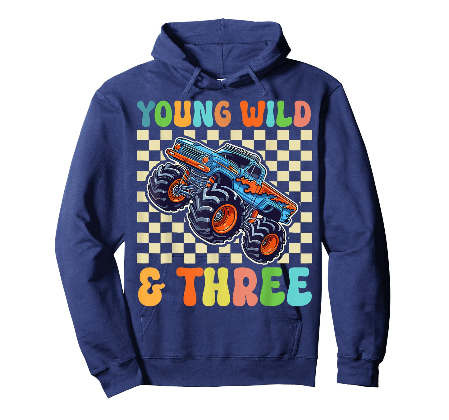 3rd Birthday Monster Truck Young Wild And Three 3 Year Old T-Shirt