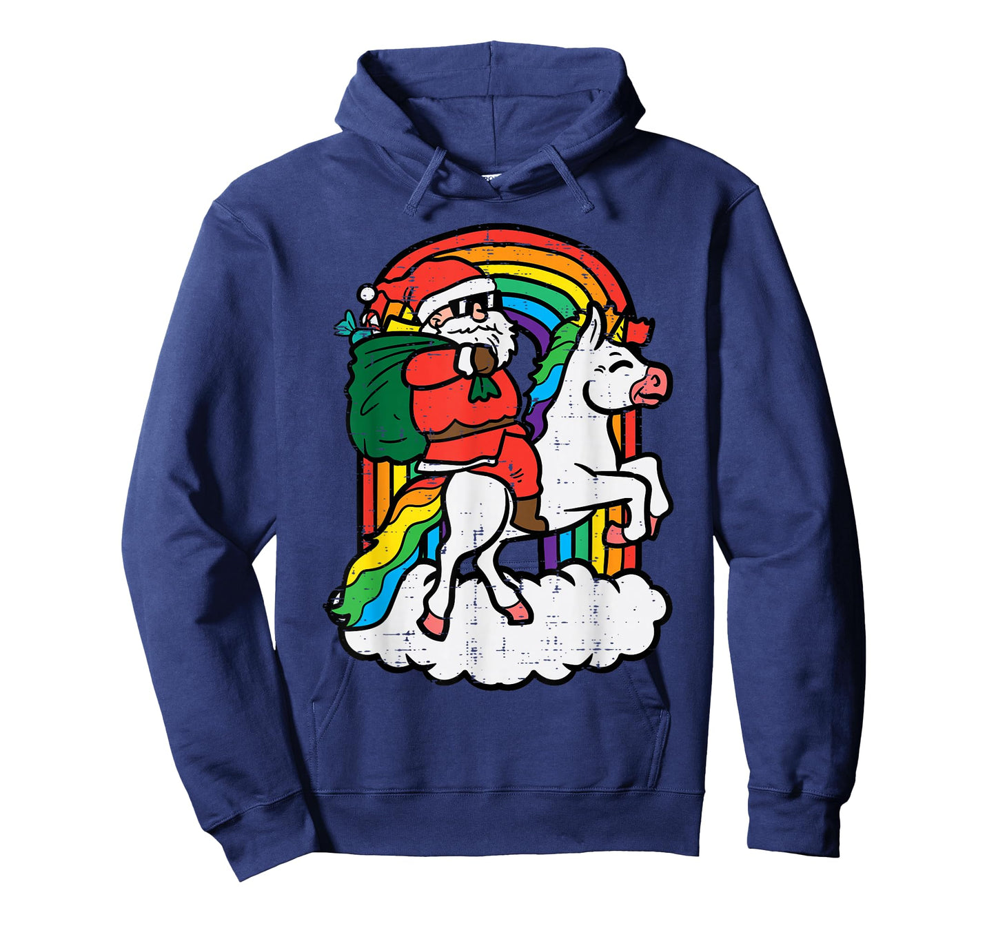 Santa On Unicorn Rainbow Christmas Xmas Toddler Girls Kids T-Shirt