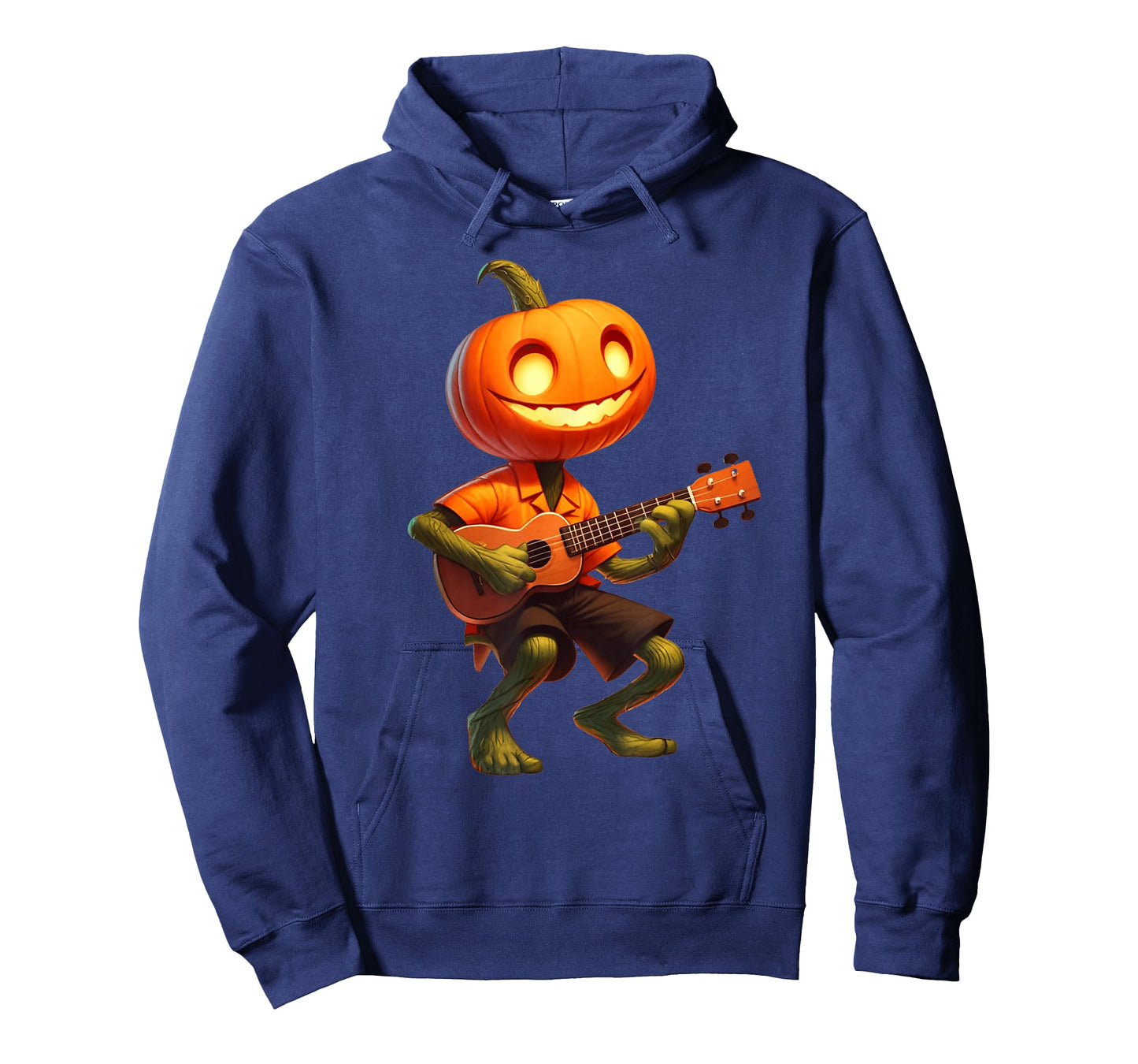 Pumpkin Face Playing Ukulele Halloween Costume Men Boys Kids T-Shirt