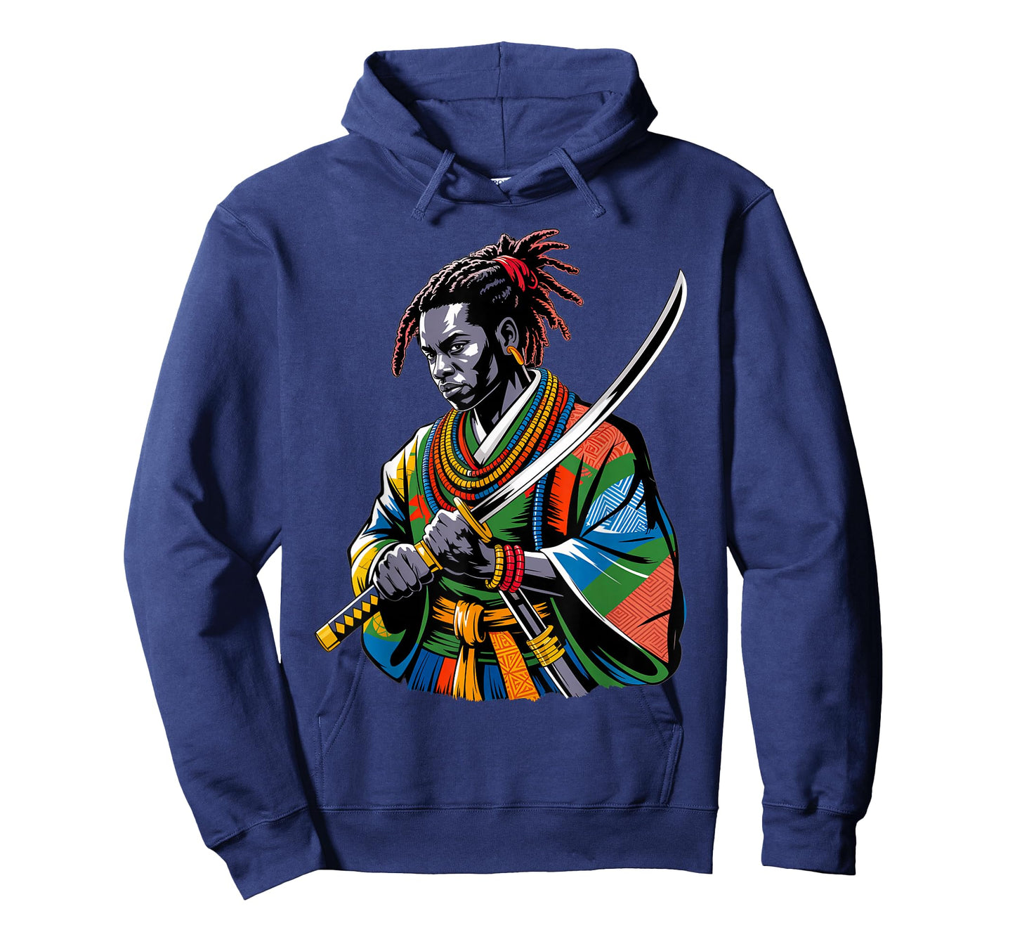 Afro American Samurai Anime Cartoon japanese bushido warrior T-Shirt