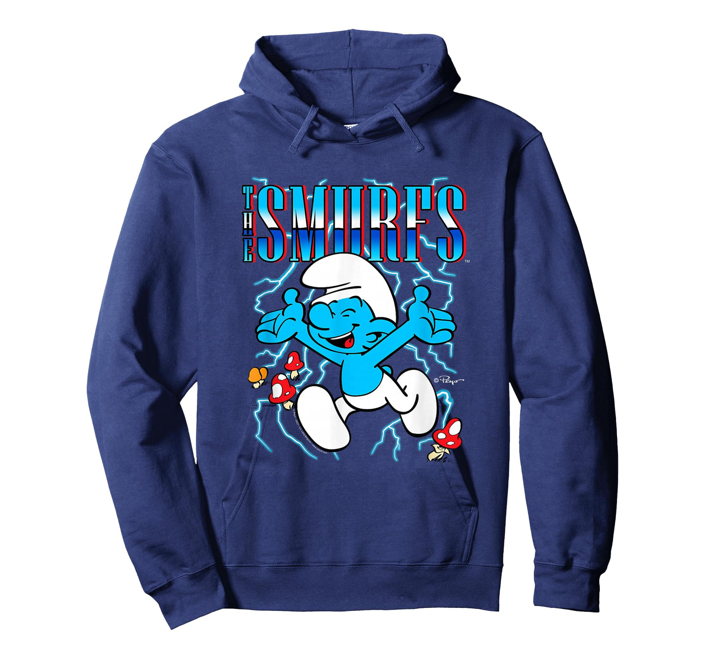 The Smurfs Chrome Logo & Mushrooms Retro Cartoon T-Shirt
