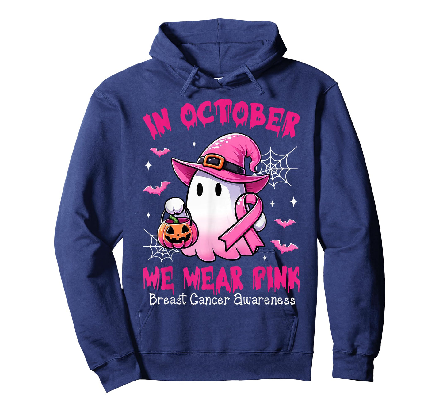 In October We Wear Pink Ghost Witch Breast Cancer Awareness T-Shirt