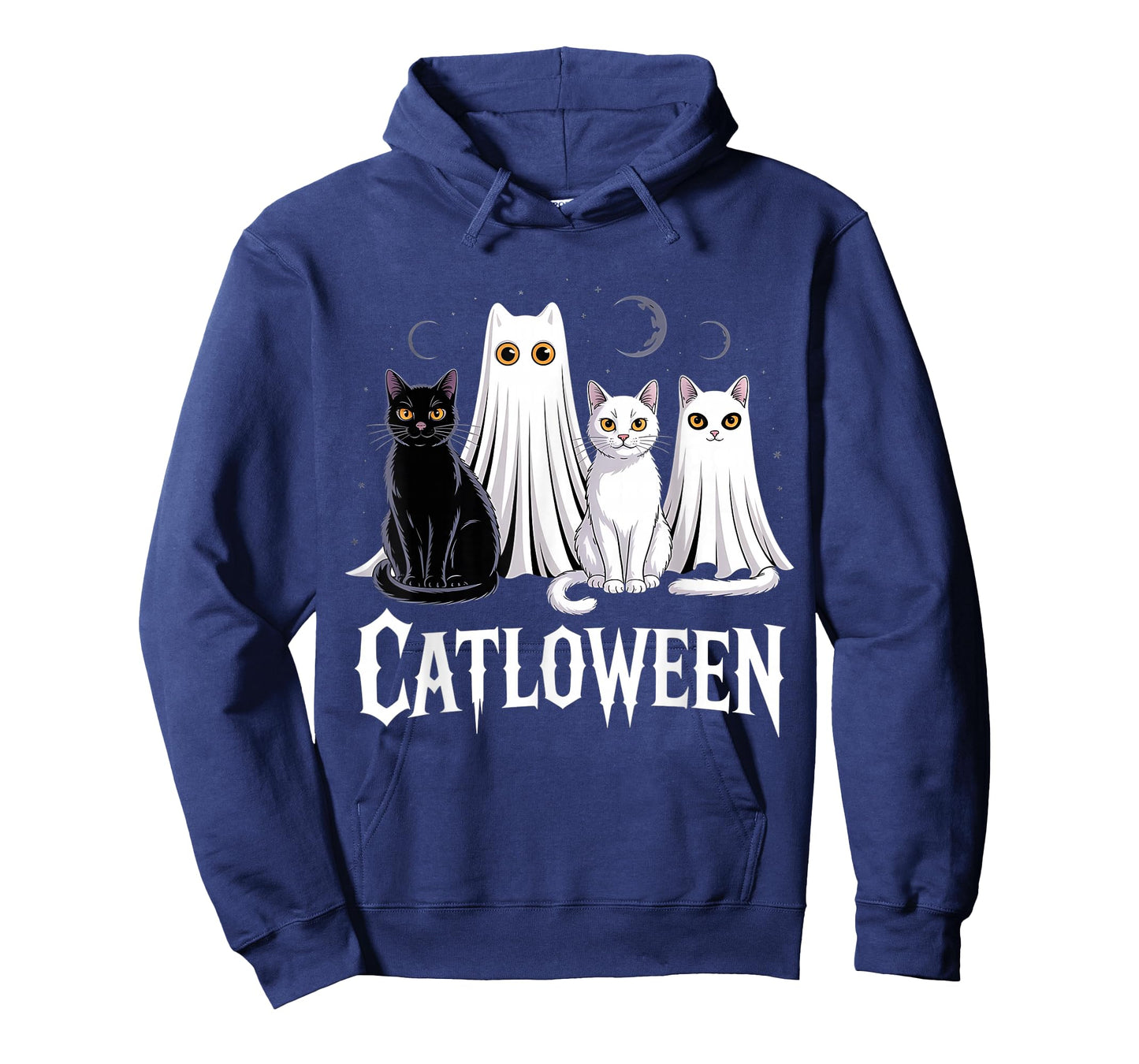 Spooky Ghost Cats Catloween Pumpkin Cute Black Cat Halloween T-Shirt