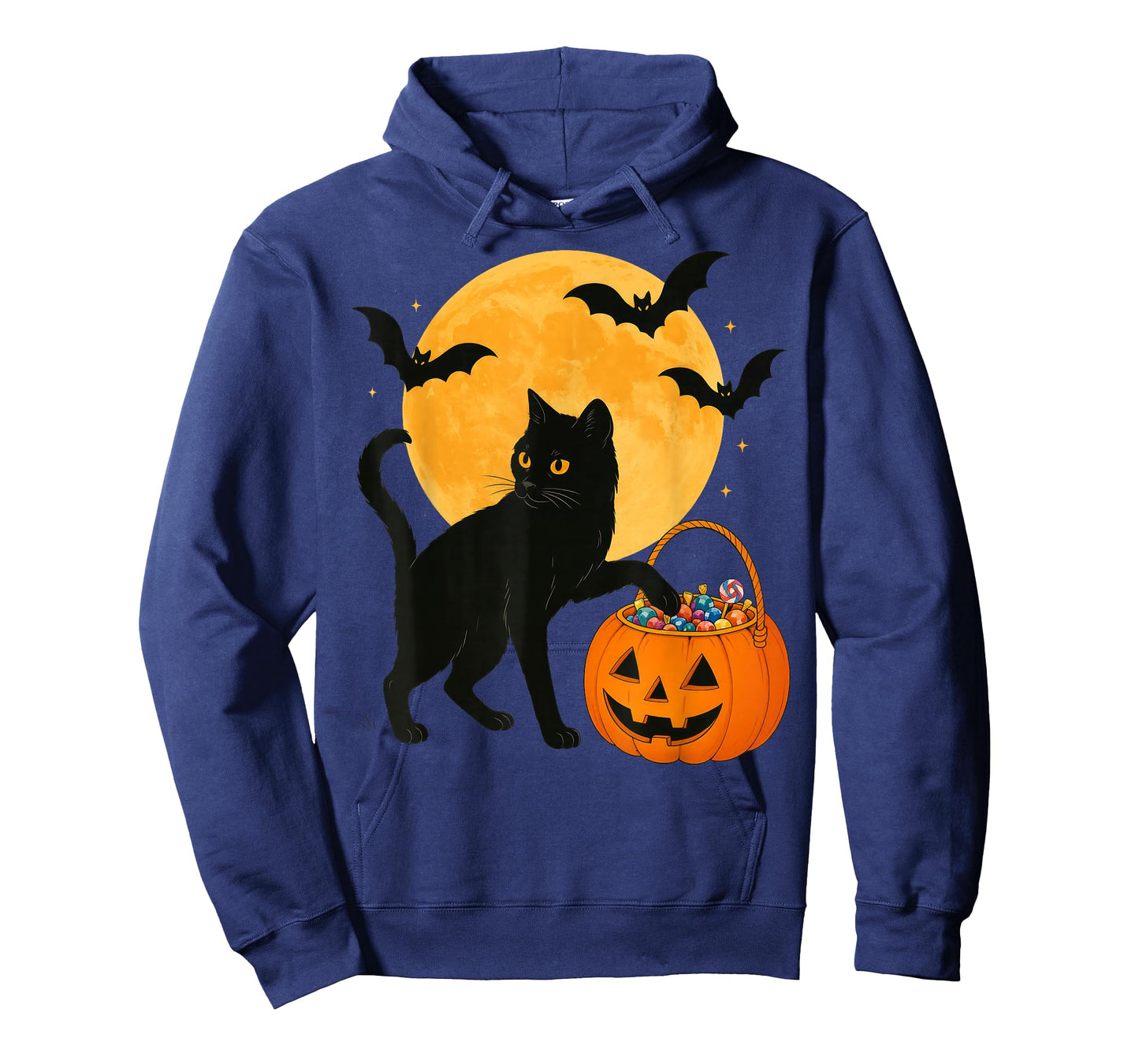 Halloween Funny Black Cat Pumpkin With Sweet Candy And Moon T-Shirt