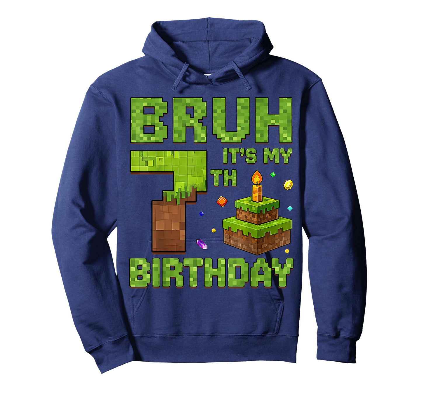 Funny Birthday Boy Bruh It's My 7th Birthday Game Pixel T-Shirt