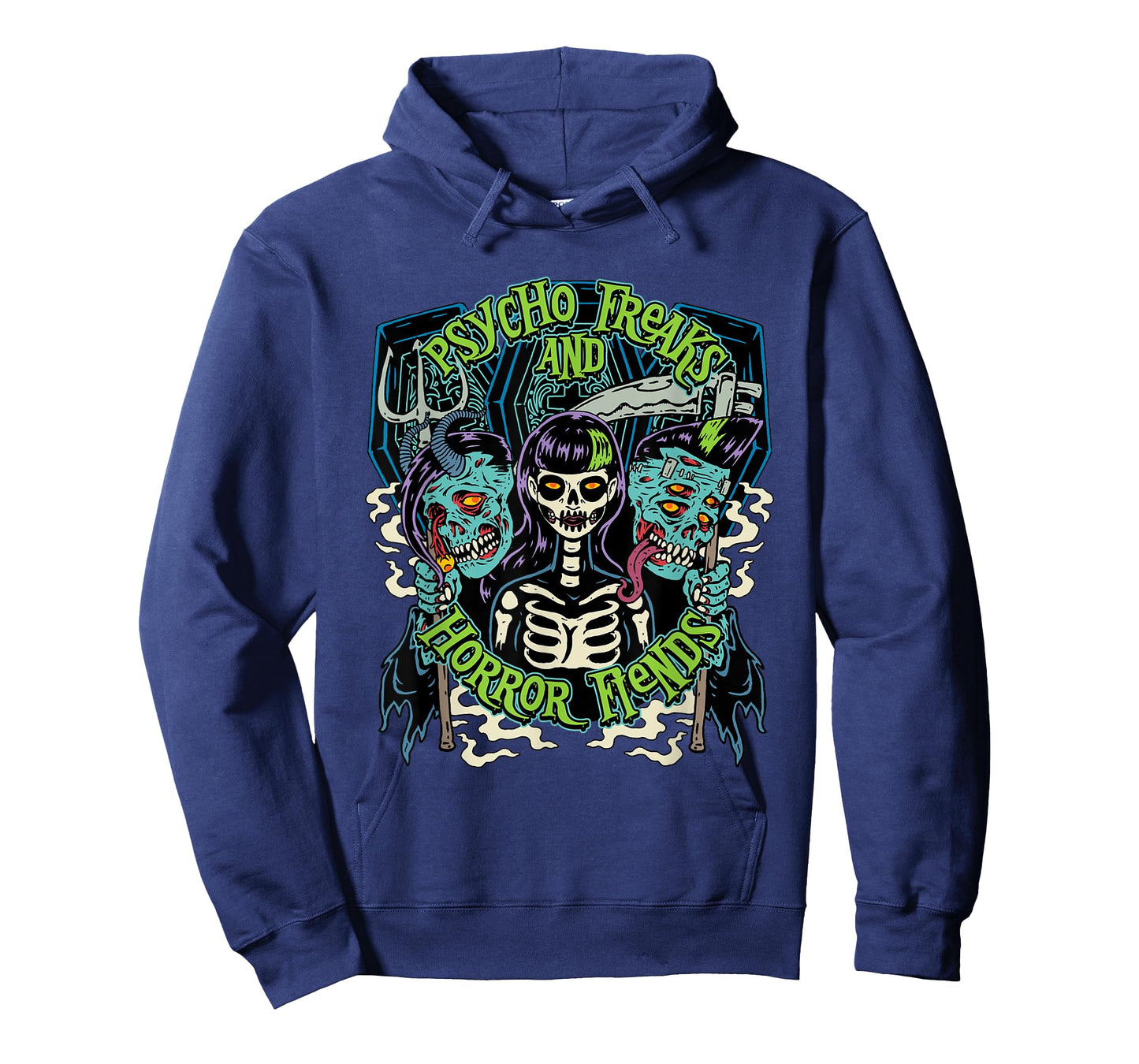 Monsters and Martians Psycho Freaks Halloween T-Shirt - Black, Small - Horror Enthusiasts, Unisex, Short Sleeve, T-Shirt
