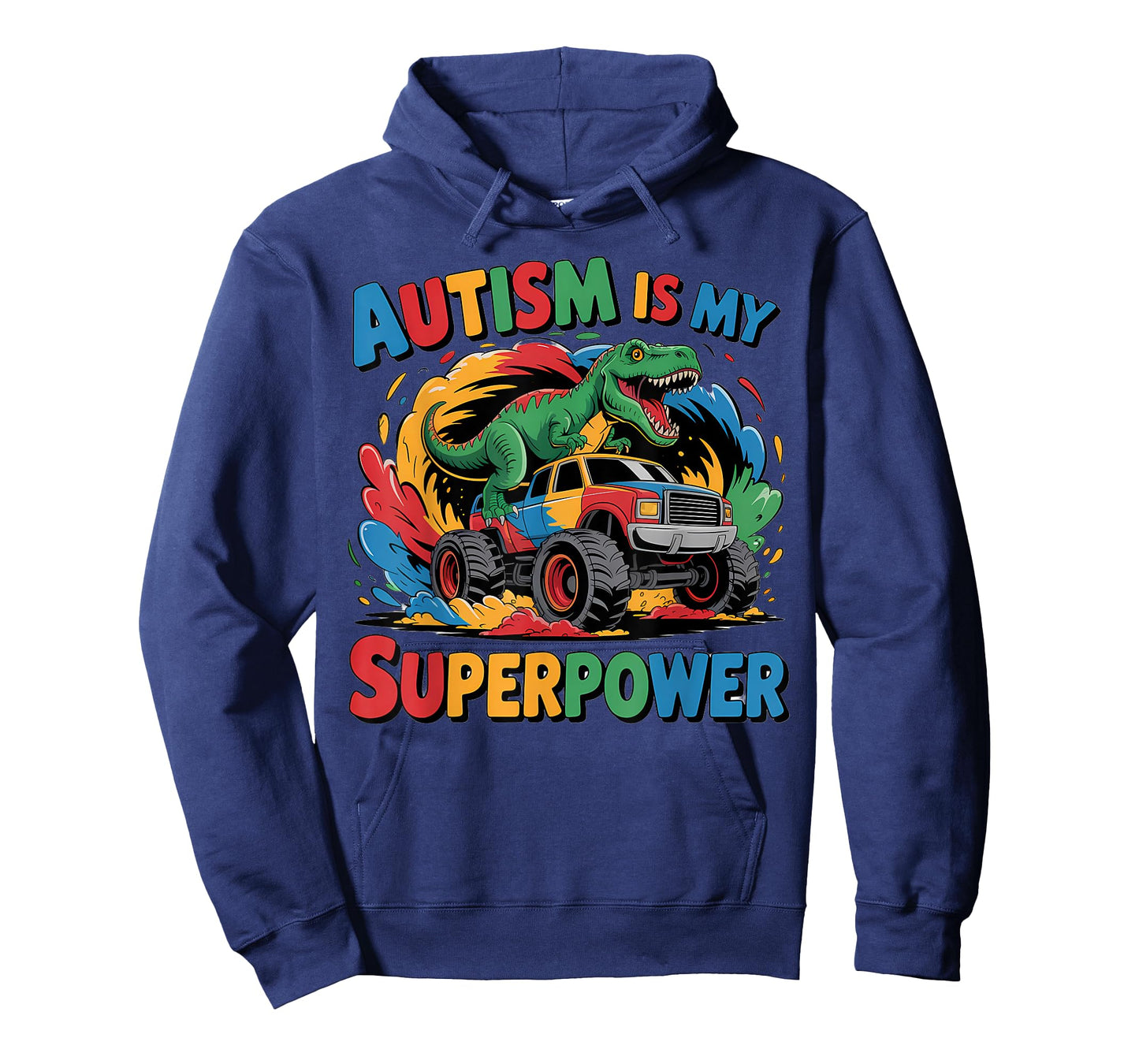 Autism Is My Superpower Shirt Kids Boys Dinosaur T Rex Truck T-Shirt