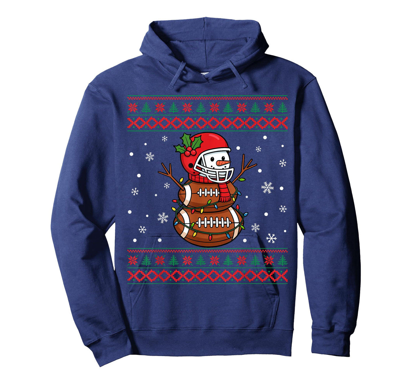 Merry Christmas Football Snowman Holiday Ugly Xmas Pajamas T-Shirt