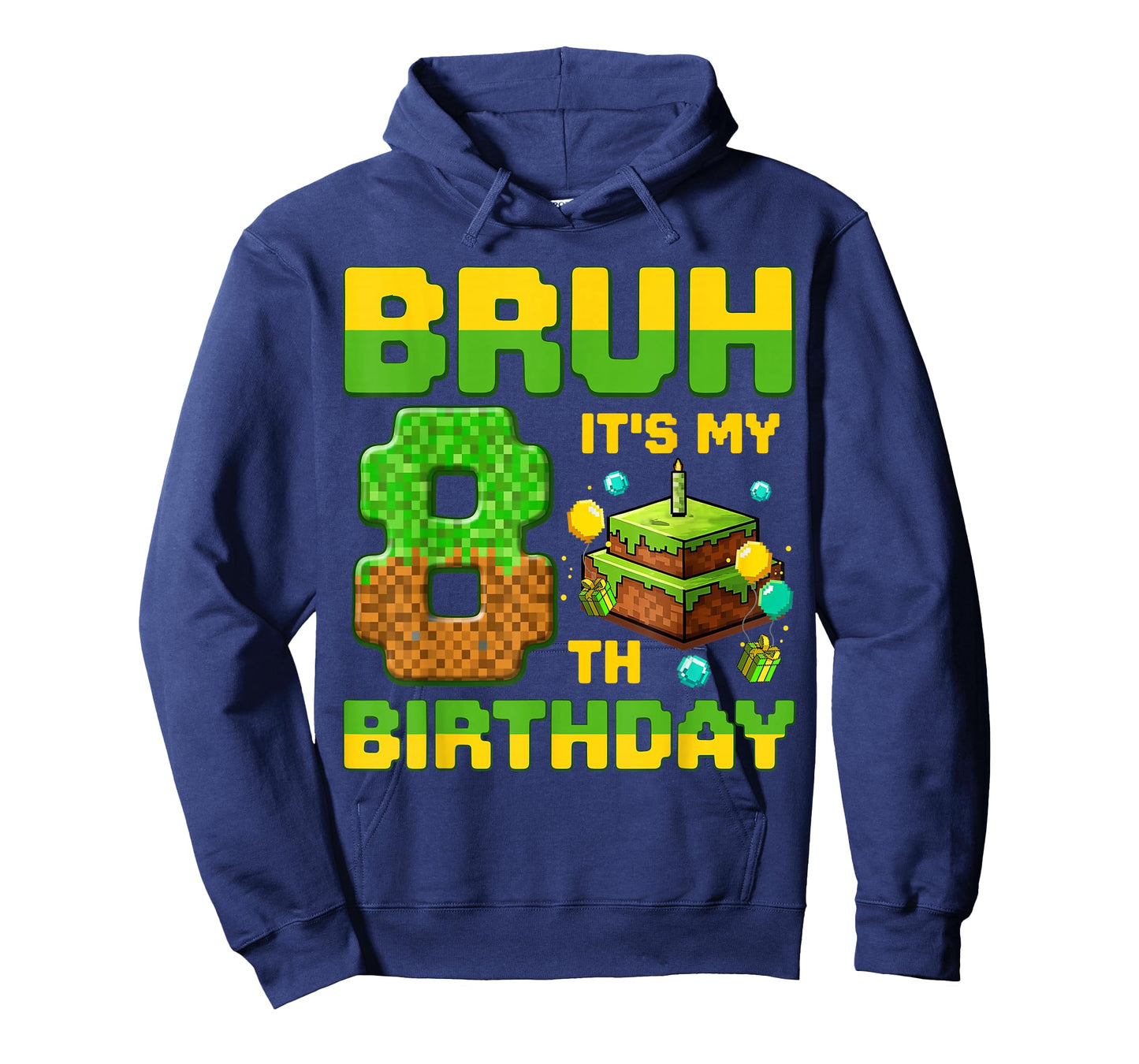 Bruh It's My 8Th Birthday Birthday Boy Gamers Pixel Number T-Shirt