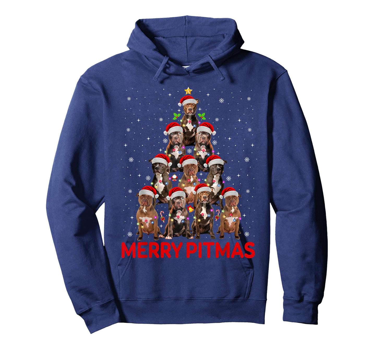 Merry Pitmas Pitbull Dog Christmas Tree Funny Xmas Dog Lover T-Shirt