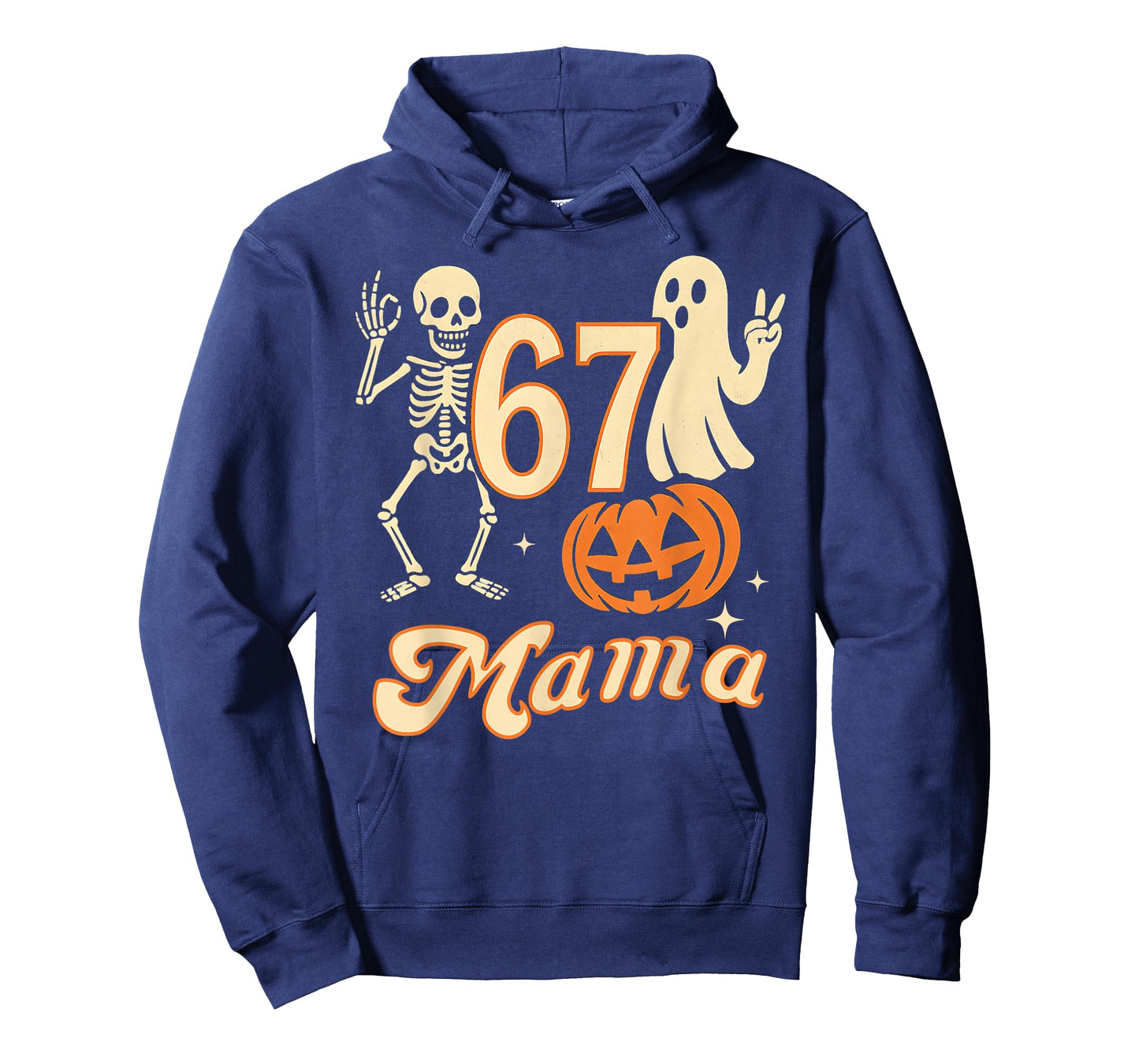 67 Mama Ghost Halloween Skeleton Pumpkin Six Seven Mom Funny T-Shirt