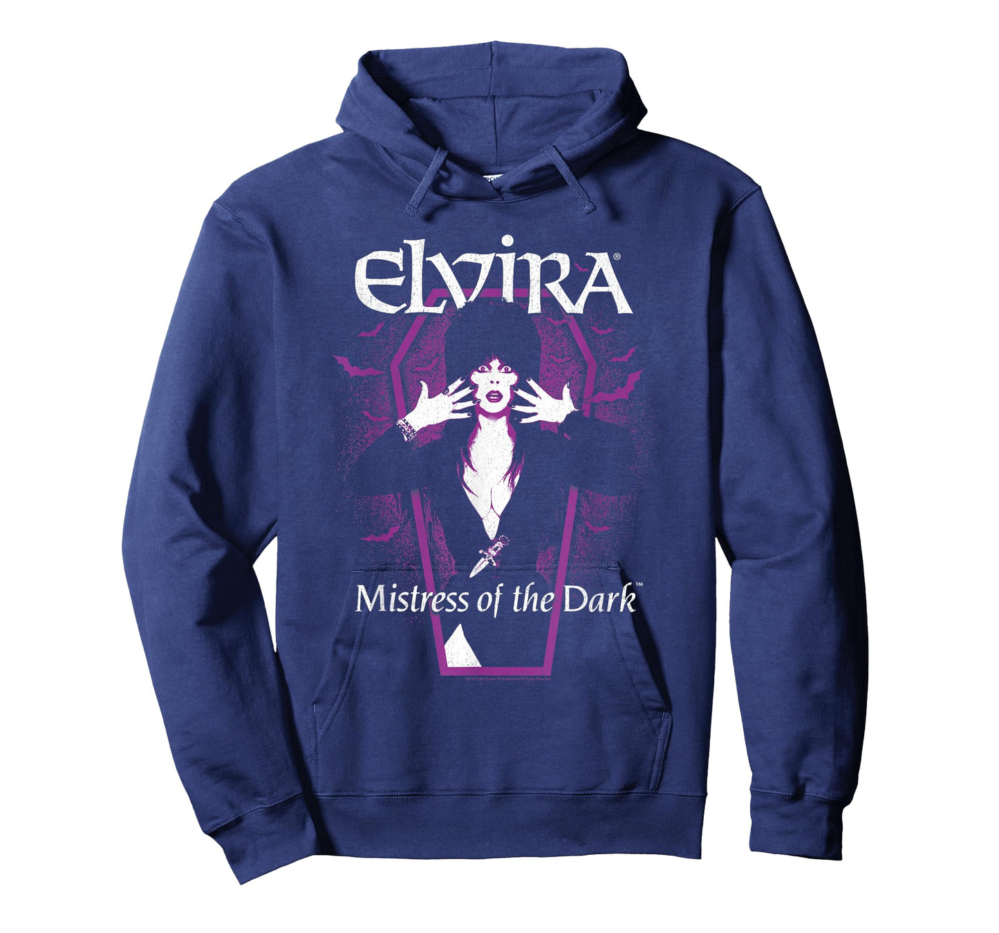 Elvira, Mistress of The Dark Purple Bats and Coffin T-Shirt