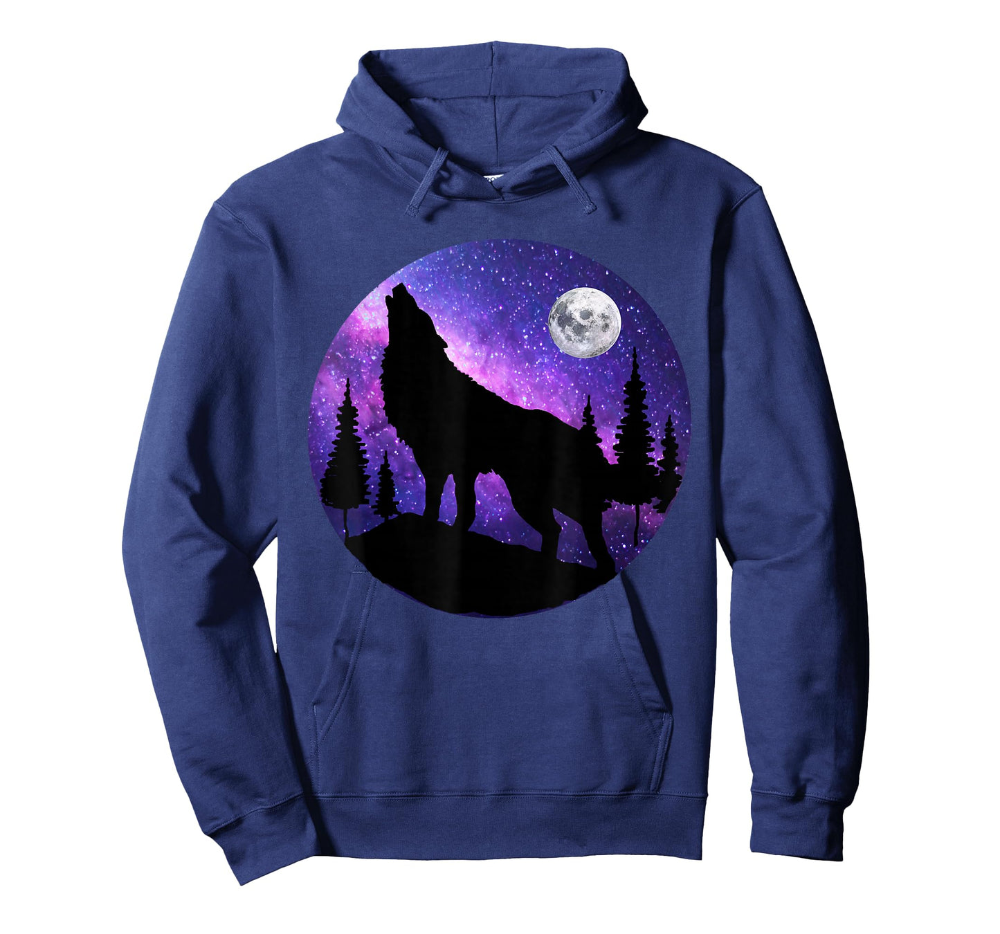 Howling Wolf Under The Full Moon With Purple Galaxy Sky T-Shirt