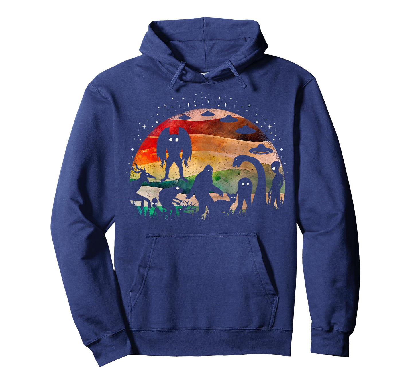 Retro Cryptid Funny Bigfoot Mothman And Aliens Cryptozoology T-Shirt