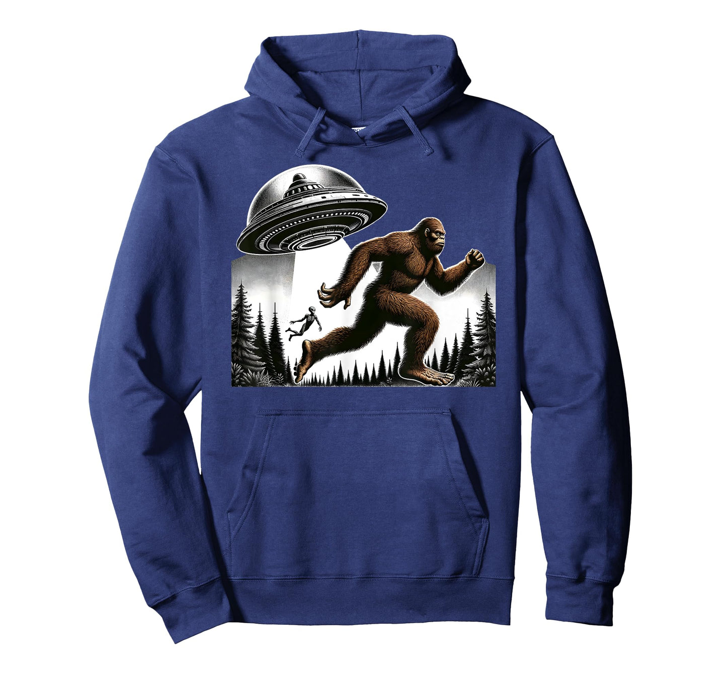 Bigfoot Sasquatch Running From Aliens In a UFO In Forest T-Shirt