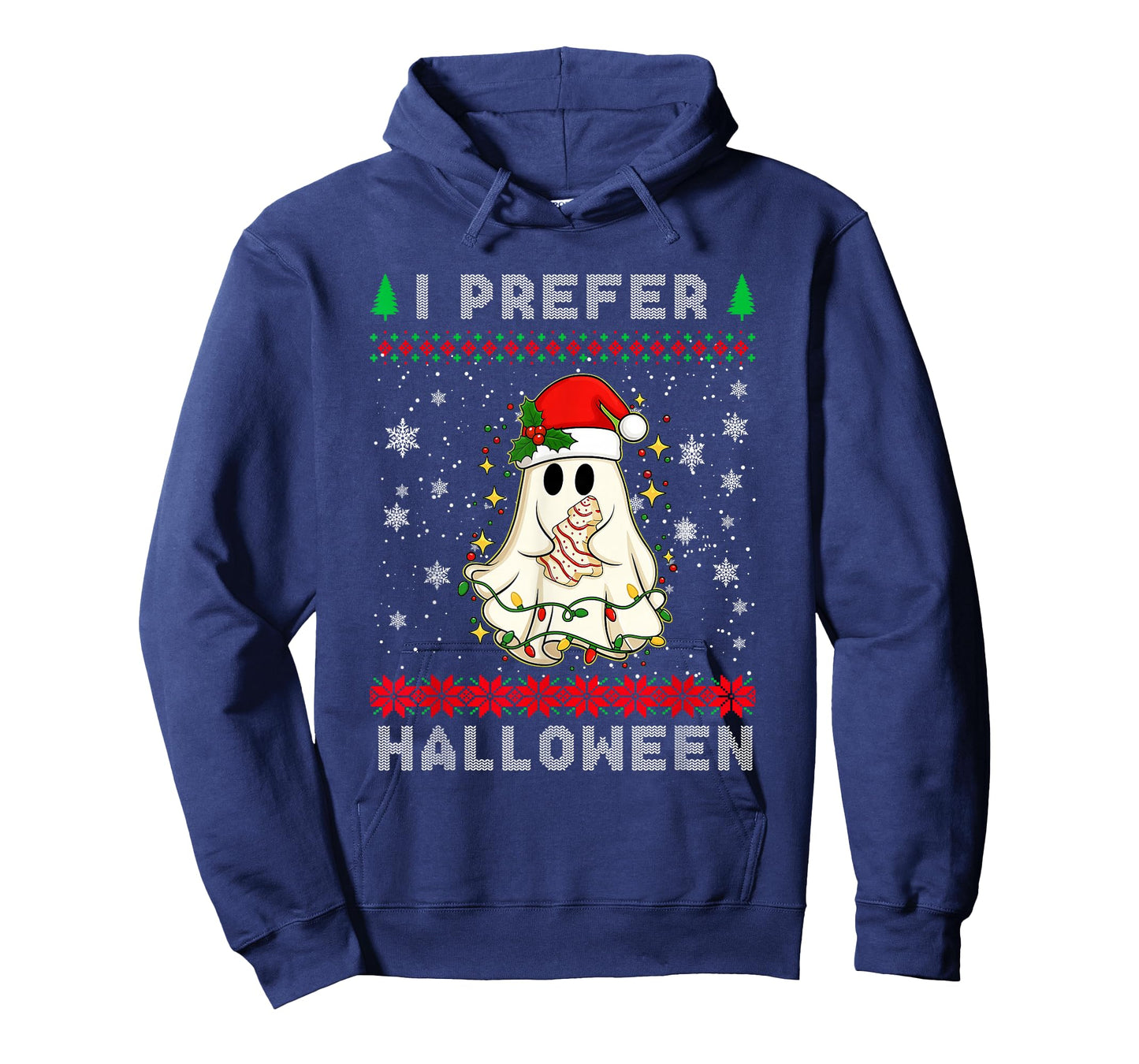 Christmas Ghost I Prefer Halloween Ugly Xmas Men Women T-Shirt