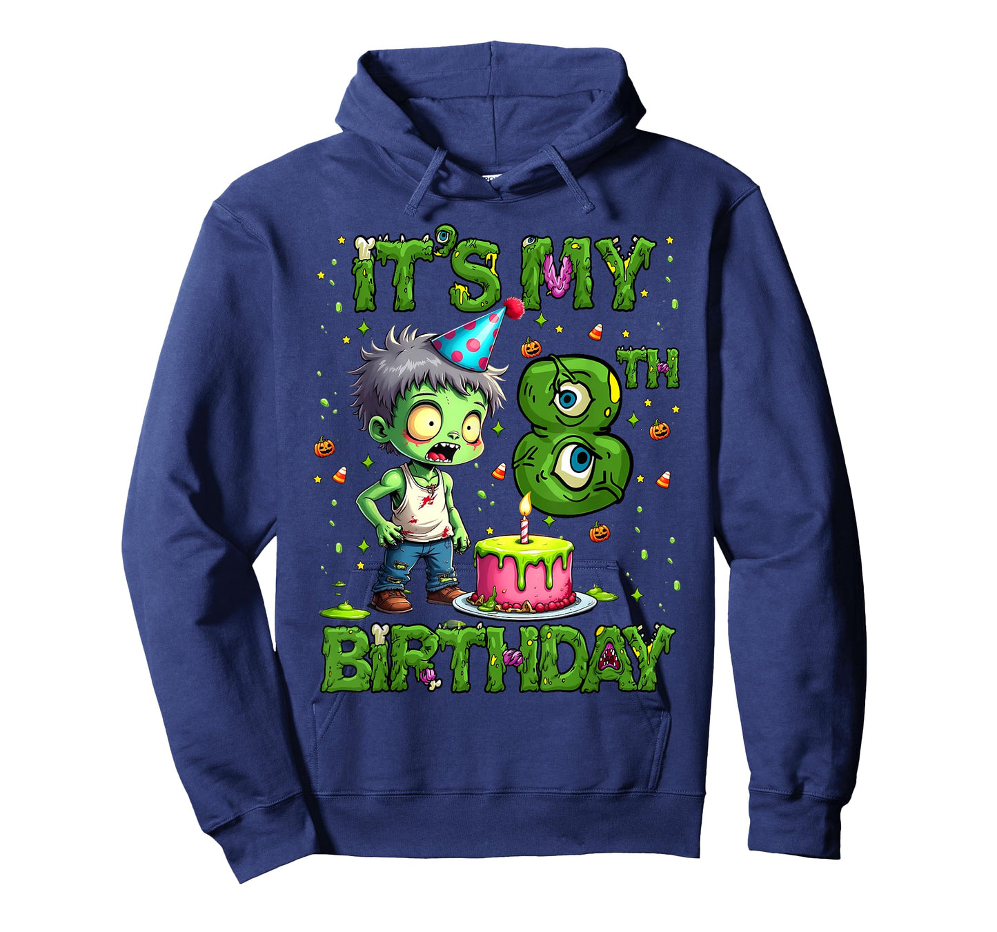 Kids It's My 8th Birthday Boy Halloween Zombie 8 Years Old T-Shirt