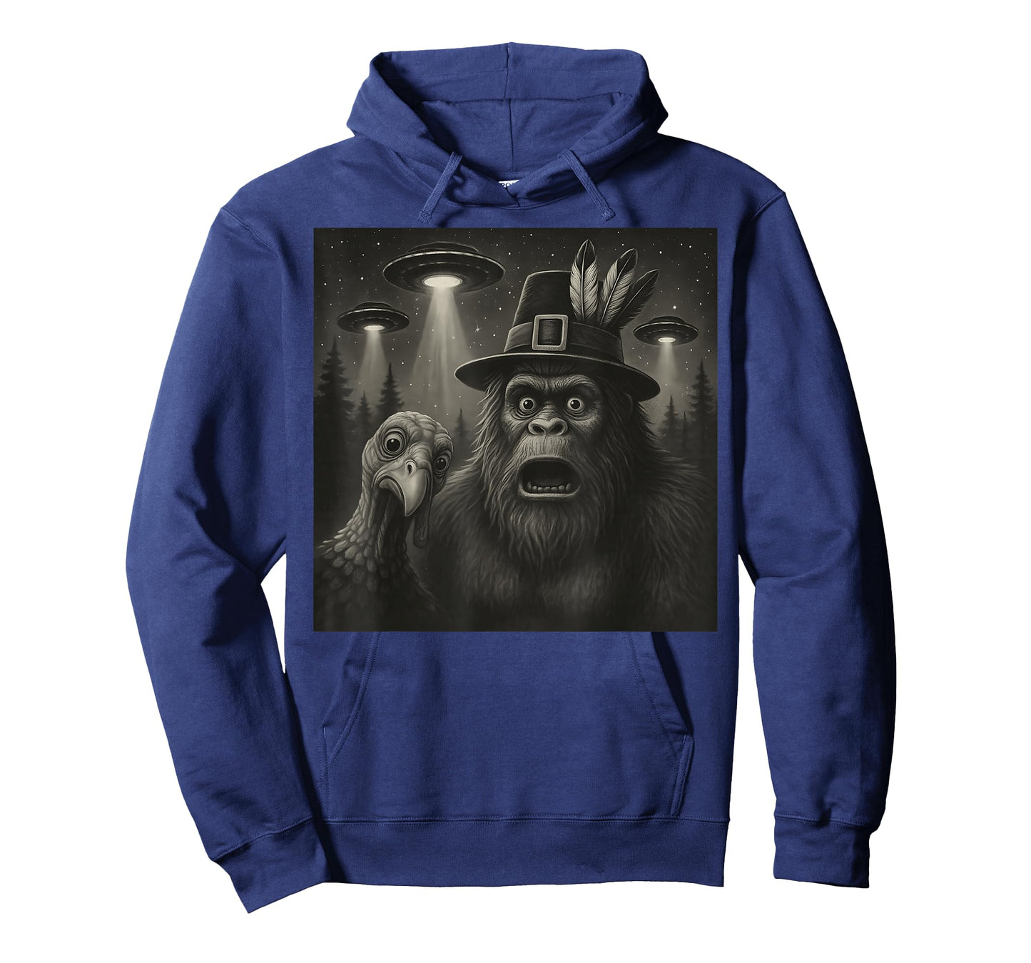 Funny Thanksgiving Bigfoot Turkey Selfie UFO Sasquatch T-Shirt