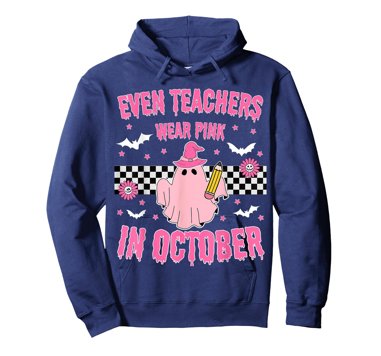 Even Teachers Wear Pink in October Halloween Breast Cancer T-Shirt