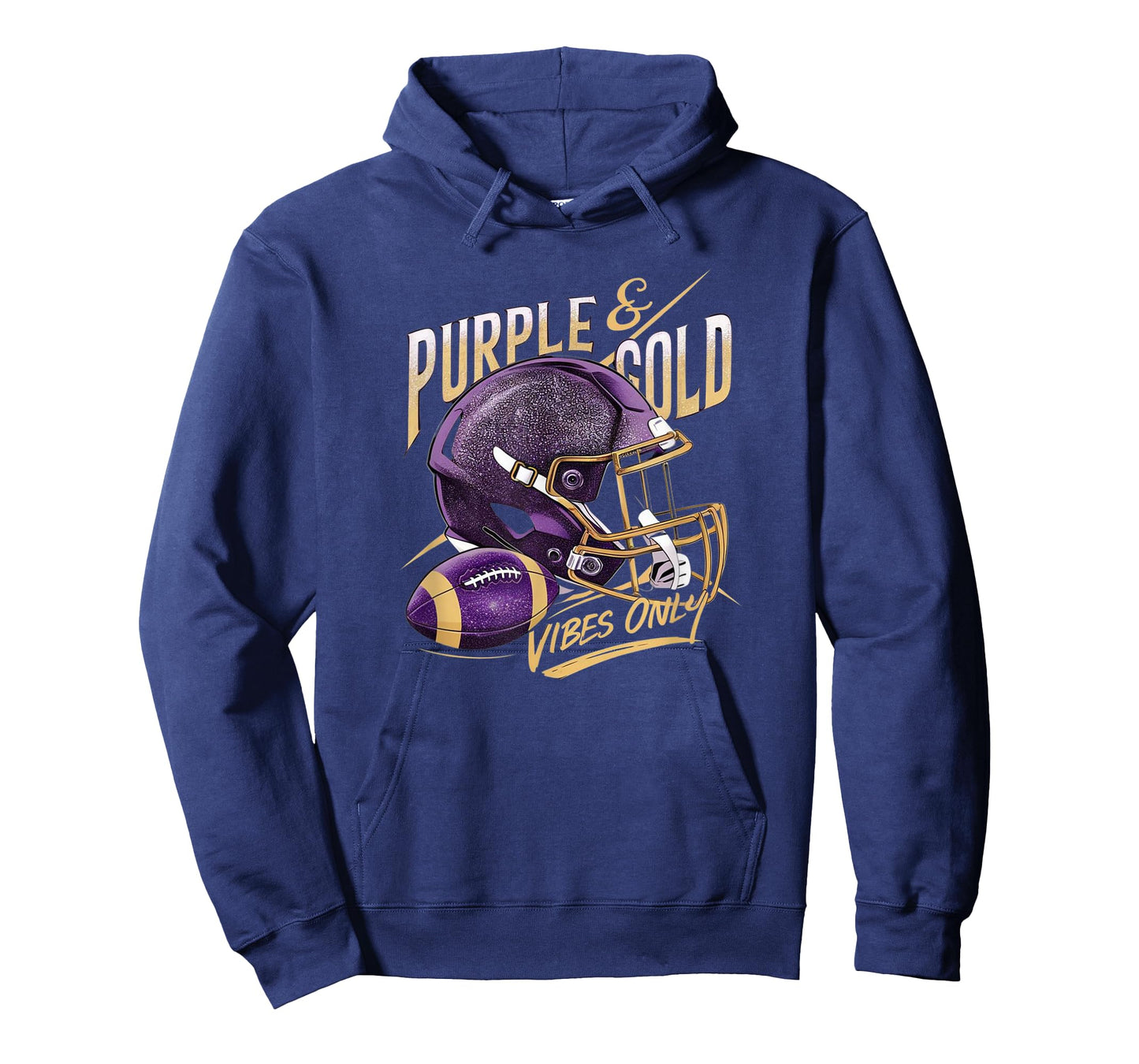 Purple & Gold Vibes Only Football Player Team Matching T-Shirt