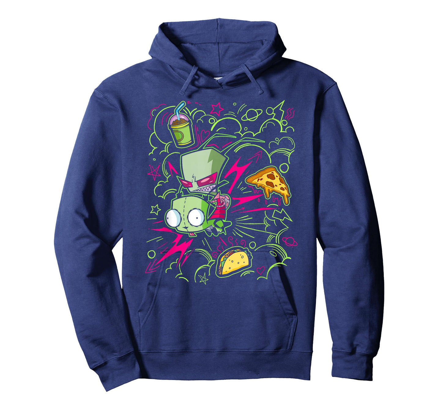 Invader Zim Riding Gir Retro Neon Doodle Mayhem T-Shirt