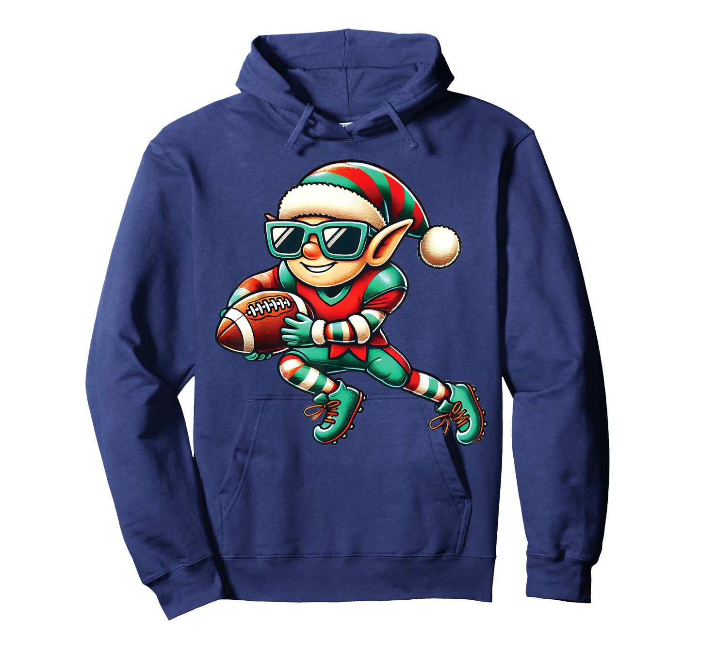 Christmas Elf Playing Football Lineman Quarterback Boys Kids T-Shirt
