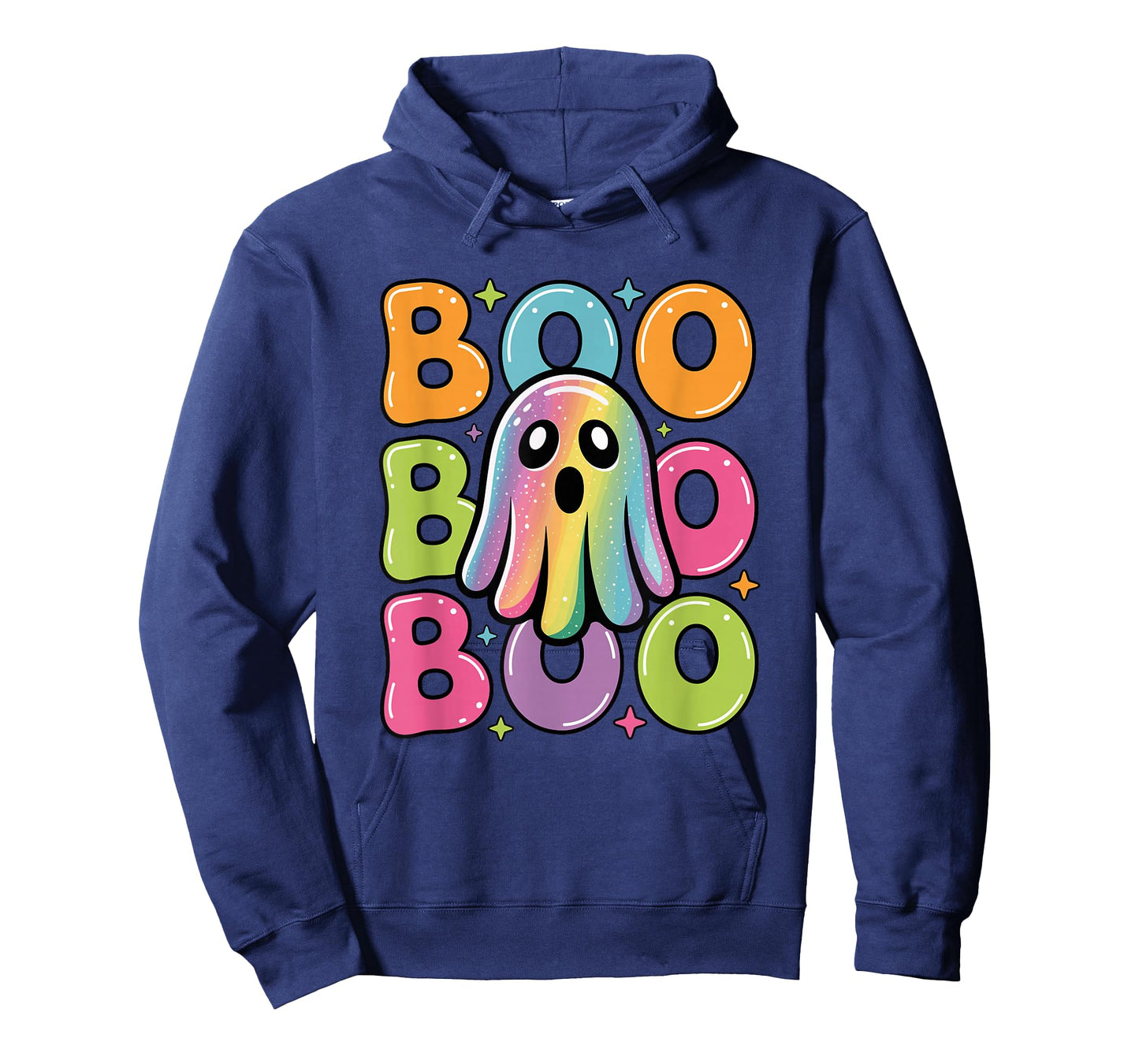 Kawaii Ghost Boo with Sparkles Halloween Colorful Rainbow T-Shirt