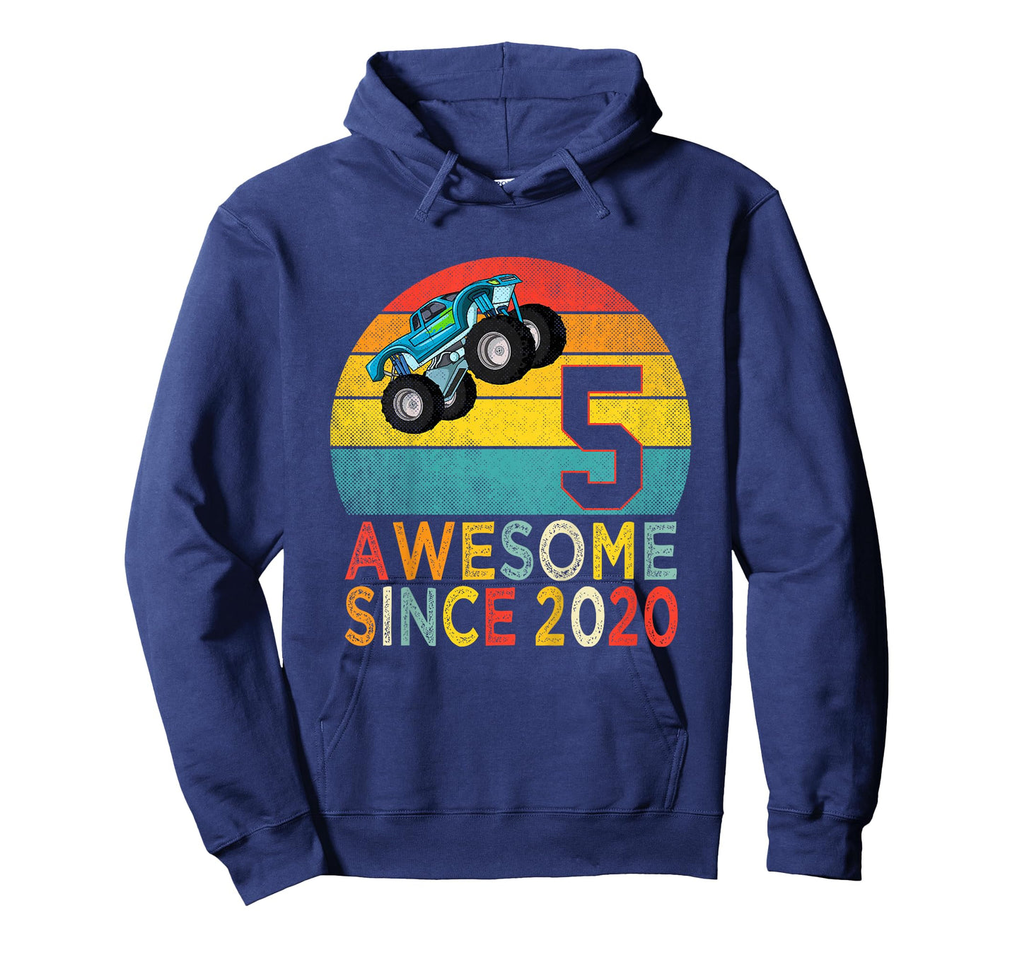 5th Birthday Monster Truck Lover 5 Years Old Vintage Retro T-Shirt