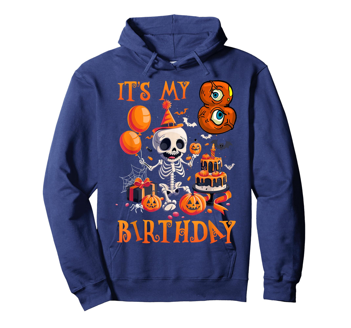 Kids It's My 8th Birthday Boy Halloween Skeleton 8 Years Old T-Shirt