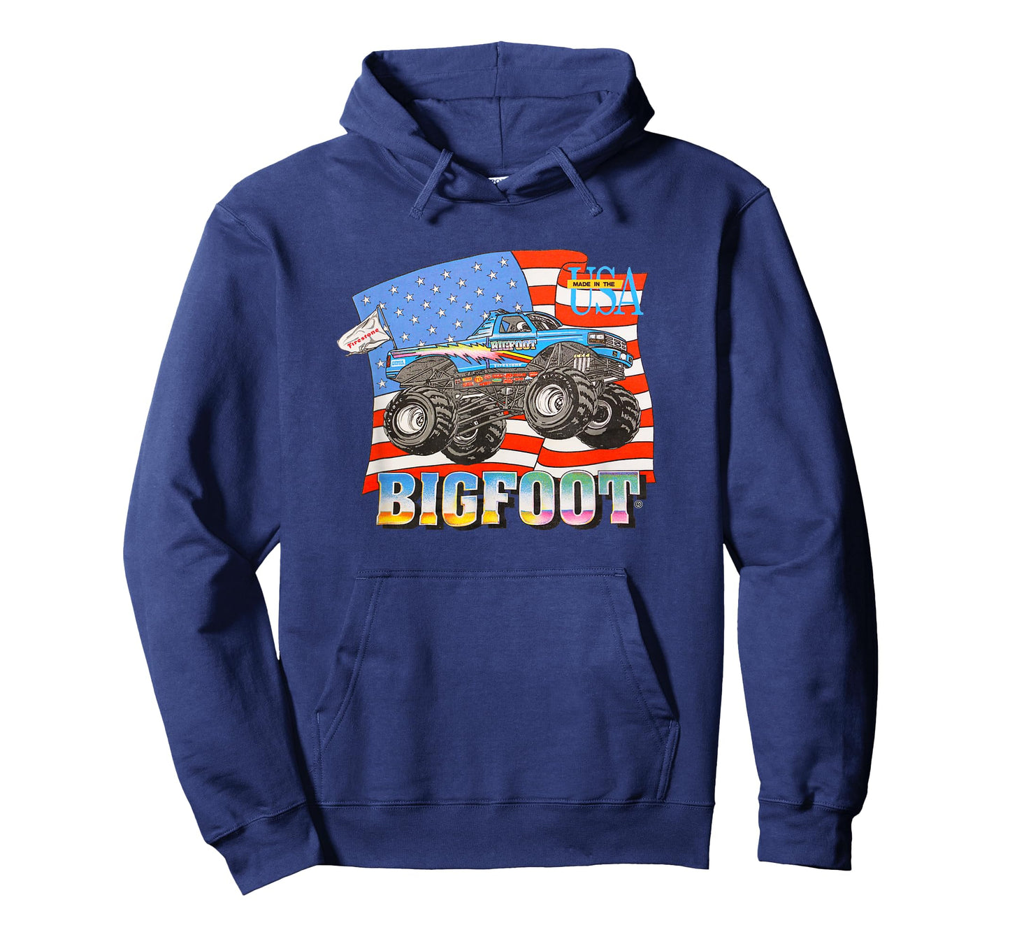 90's BIGFOOT Cruiser With American Flag Backdrop T-Shirt