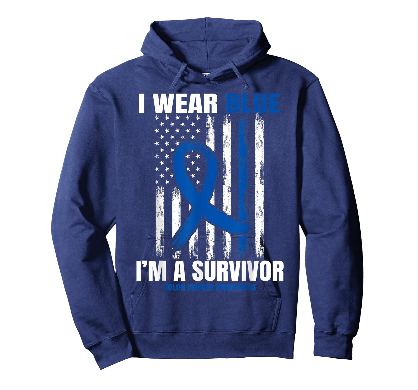 Blue Colon Cancer Survivor Gifts Women Men Flag Cancer Free T-Shirt