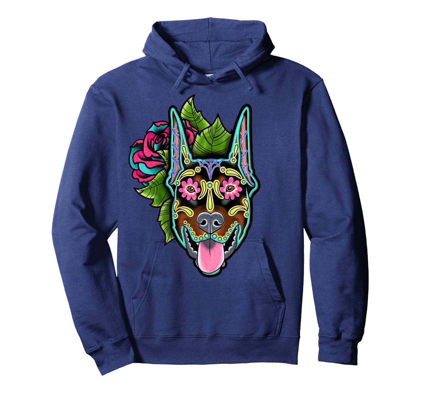 Doberman Pinscher Cropped Ear - Day of the Dead Sugar Skull T-Shirt