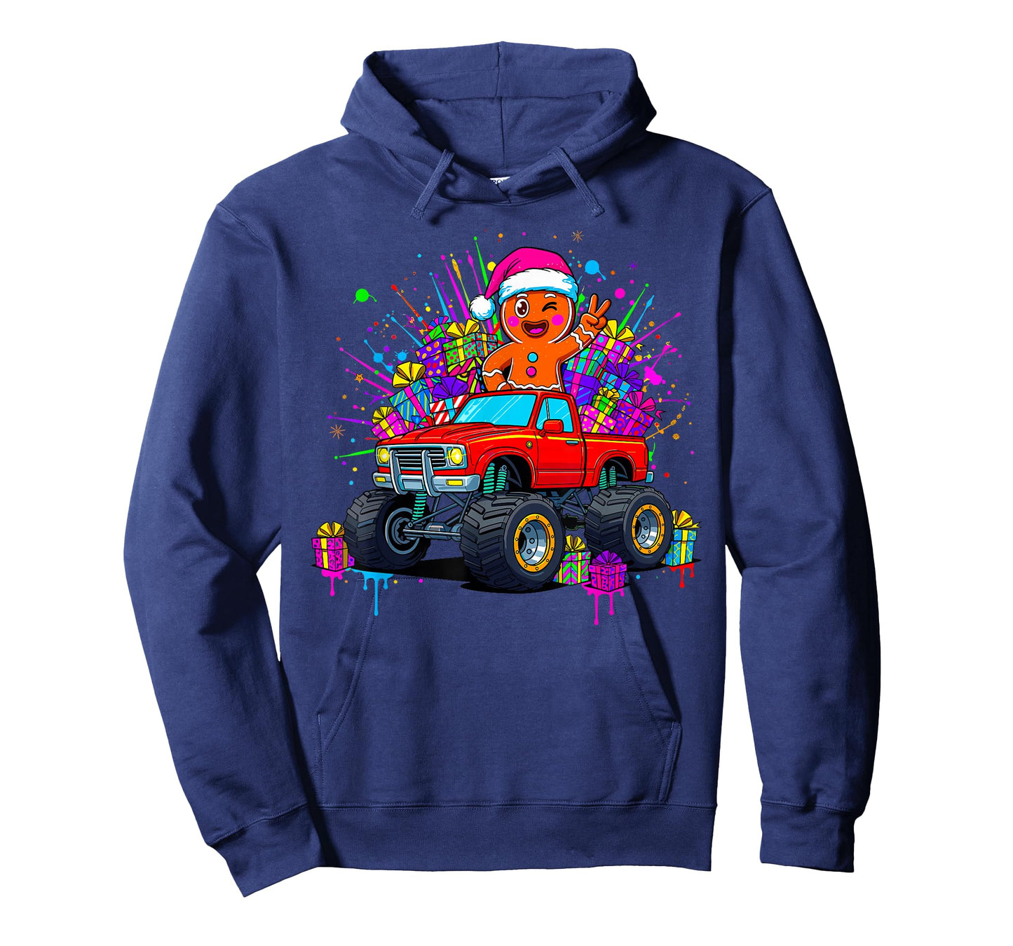 Monster Truck Gingerbread Man Funny Christmas Baking T-Shirt