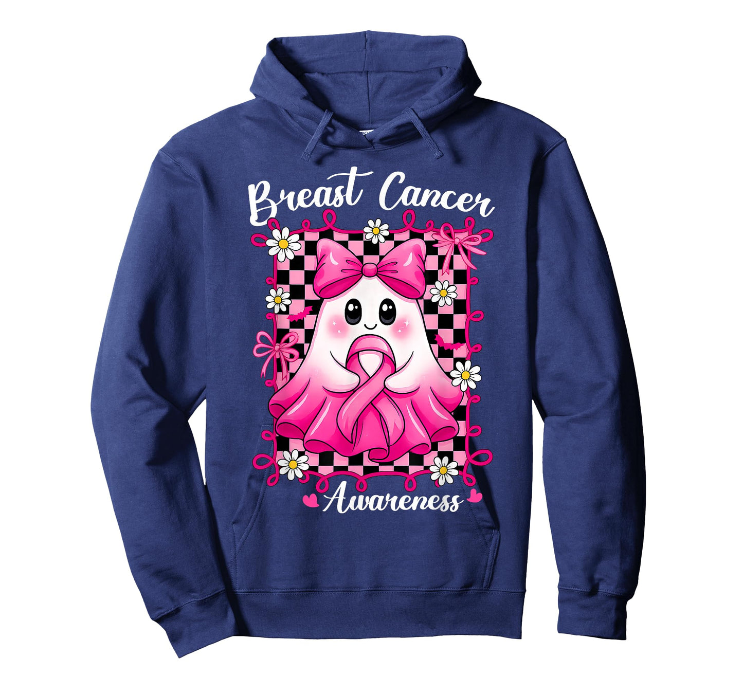 Breast Cancer Pink Ribbon Halloween Ghost Coquette Bow T-Shirt